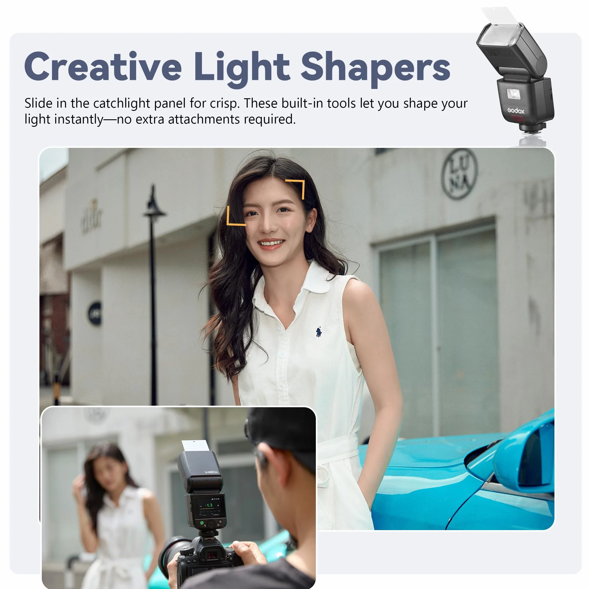 Godox V480 F TTL lampa błyskowa Speedlite GN50 HSS 2,4 GHz bezprzewodowa z ekranem dotykowym do aparatów Fuji