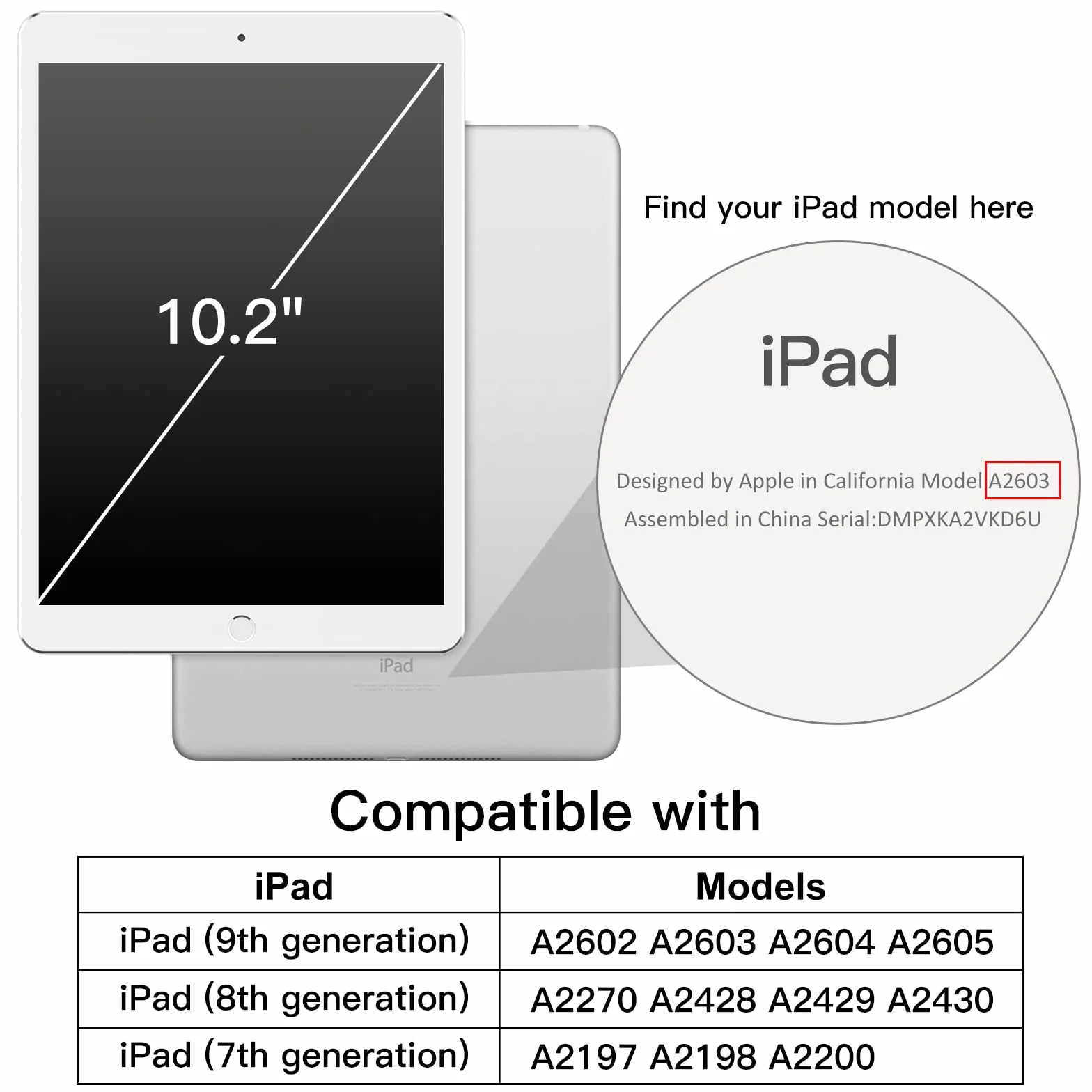 JETech Etui iPad 10,2 Cala 9./8./7. Generacji Uchwyt na Długopis Szczupły Pokrowiec TPU Jasny Fiolet