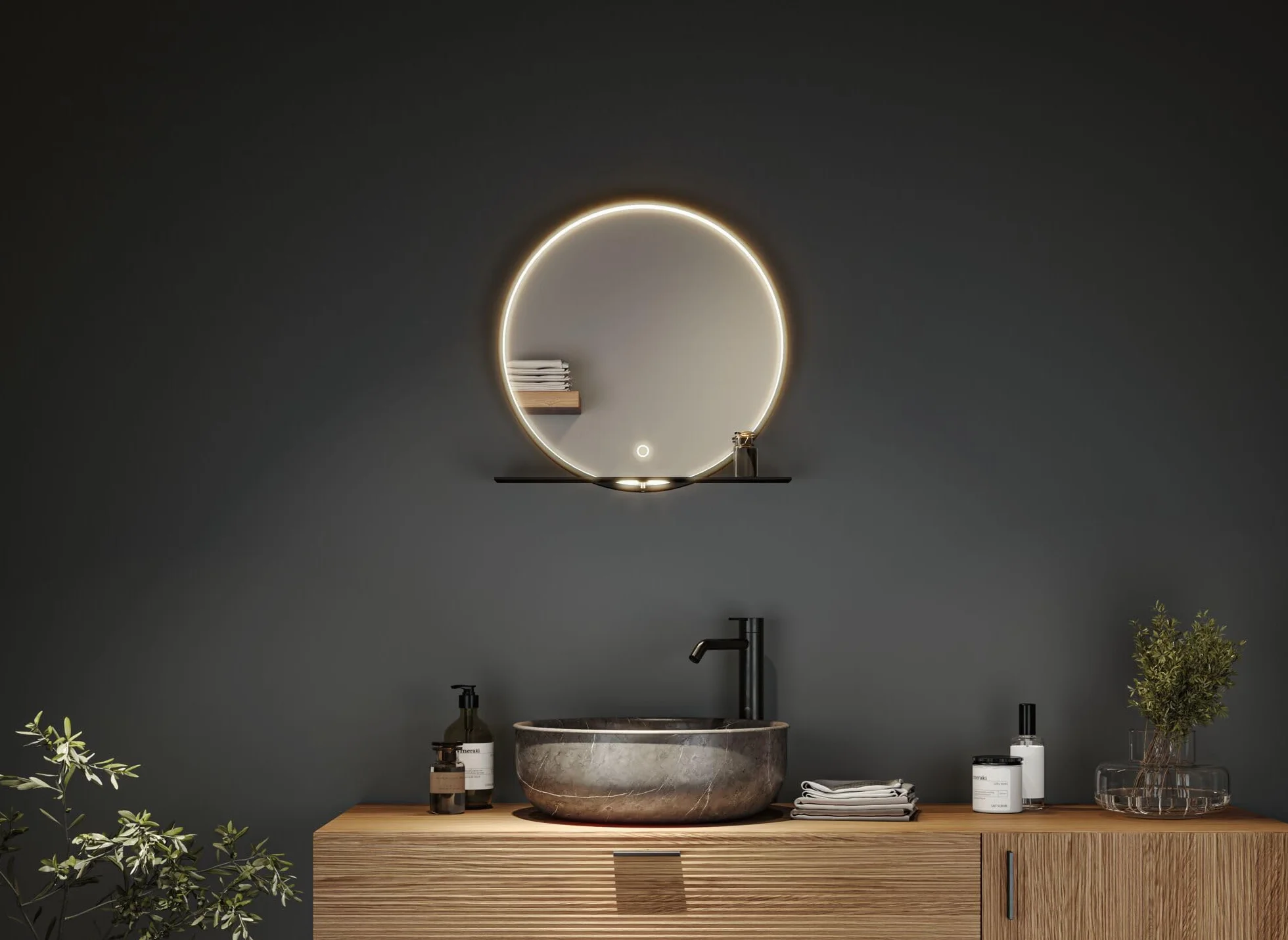 Paulmann 71090 LED lustro podświetlane Miro IP44 Tunable White 160lm 230V 10,5W lustro LED, czarny matowy oprawa łazienkowa