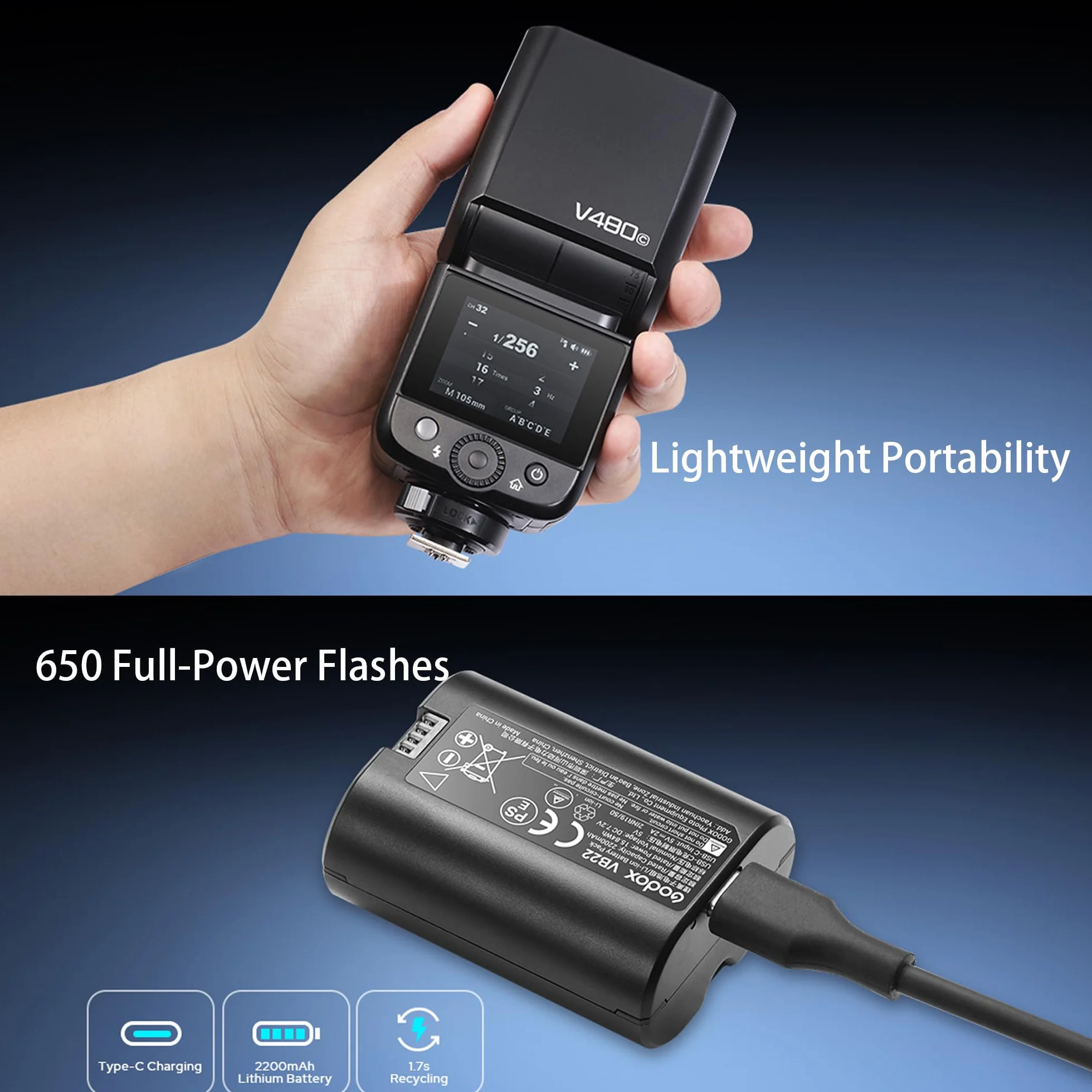 Godox V480 F TTL lampa błyskowa Speedlite GN50 HSS 2,4 GHz bezprzewodowa z ekranem dotykowym do aparatów Fuji