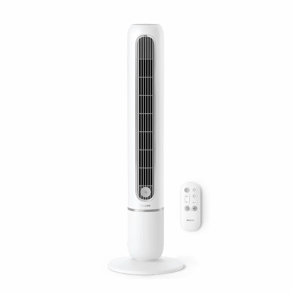 Philips Wentylator kolumnowy serii 5000. Mocny 8,1 m/s, a jednocześnie ultracichy 24 dB(A), niskie zużycie energii, 5 ustawień prędkości, tryb nocny, timer do 9 godz., oscylacja 80° (CX5550/00)
