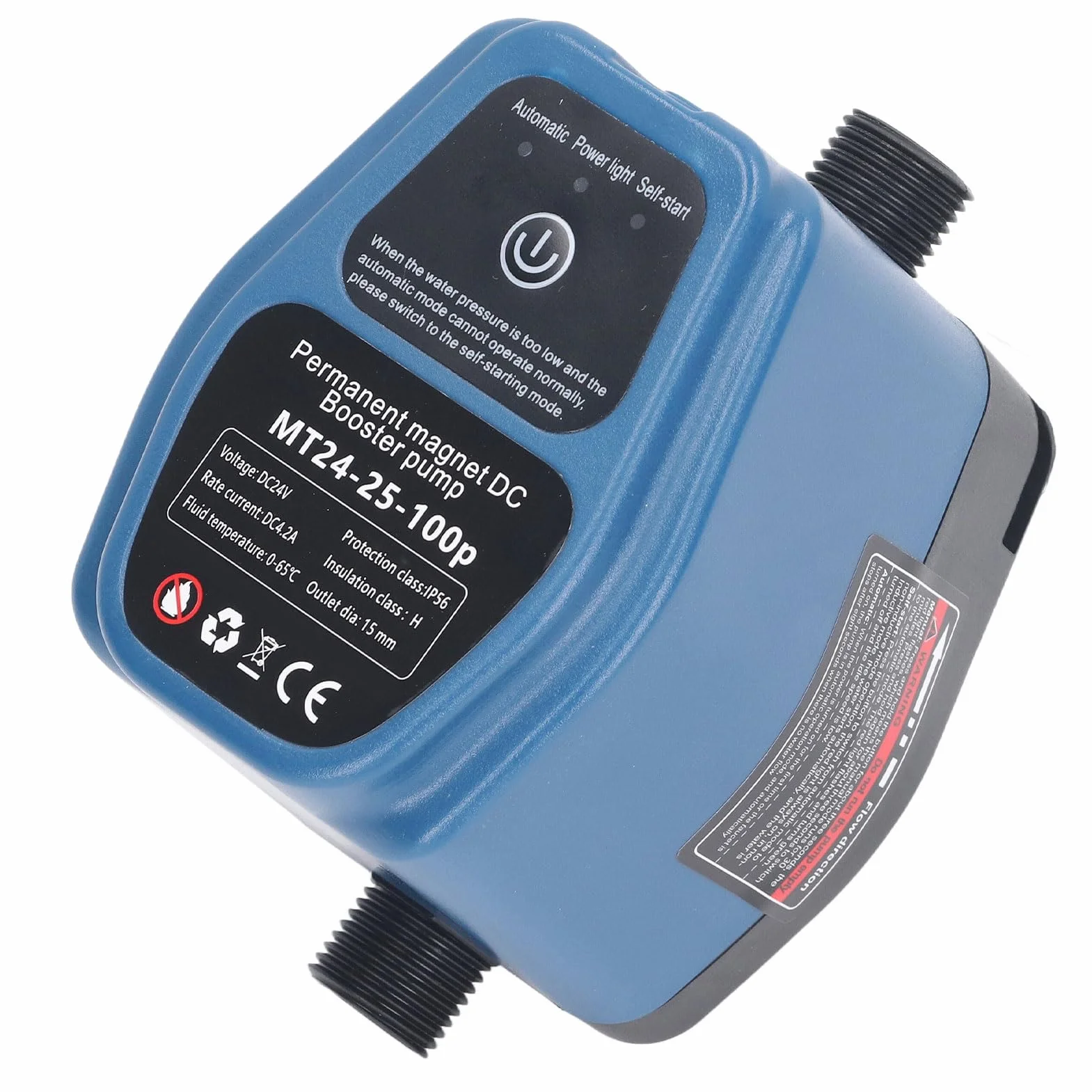 Pompa Zwiększająca Ciśnienie Wody, 100 W 24 V 25 L IP56 Inteligentny Czujnik Automatyczna Pompa Wspomagająca Prysznic 100 V 240 V do Użytku Domowego z cichą pracą (wtyczka UE)