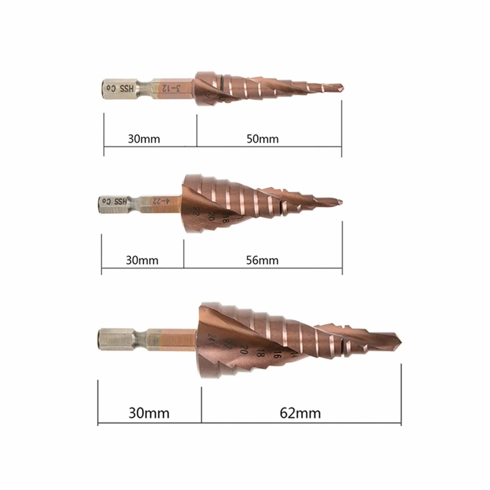 Wiertła tnące Wiertło kręte 1,5-12 mm HSS Pistolet powlekany tytanem Wiertło do wycinania otworów Zestaw wierteł do drewna i metalu (Kolor: 13 szt. 2 12 mm) (4)
