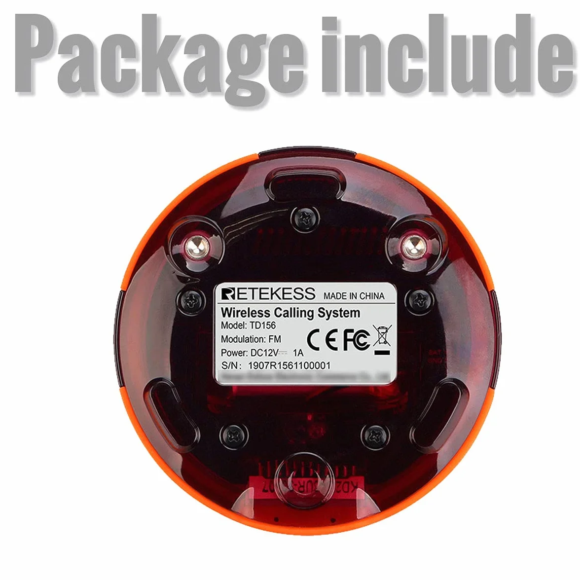 Retekess TD156 Odbiornik Pager Bezprzewodowy System Wywoławczy IP67 Wodoodporny 500 mAh 48H