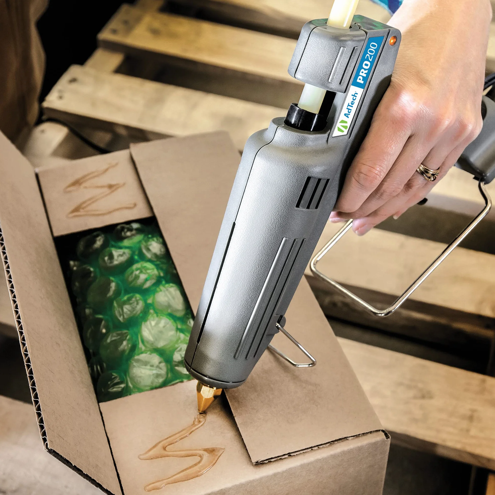 AdTech Pistolet do klejenia na gorąco o dużej mocy przemysłowej – profesjonalny pistolet do klejenia na gorąco do stolarstwa, napraw i przebudowy, szary, 200 W - 189