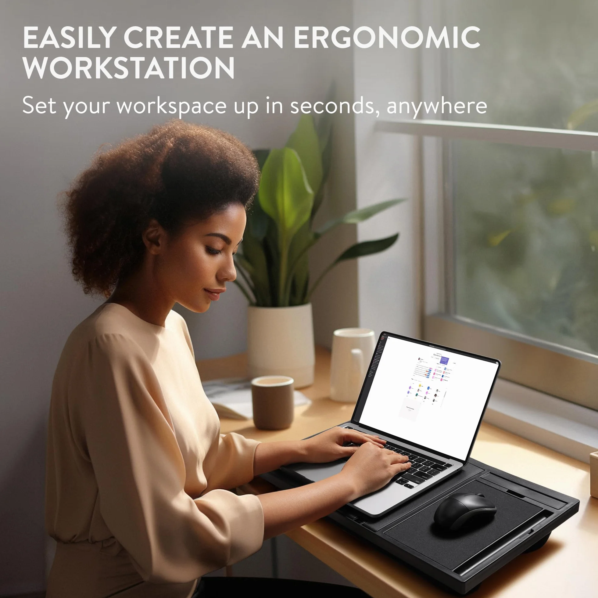 Navaris Regulowane biurko na laptopa – ergonomiczny stół z 8 poziomami, taca na laptopa do łóżka lub sofy, zawiera podkładkę pod mysz, stojak na telefon, przegródkę na długopis, idealne biurko na