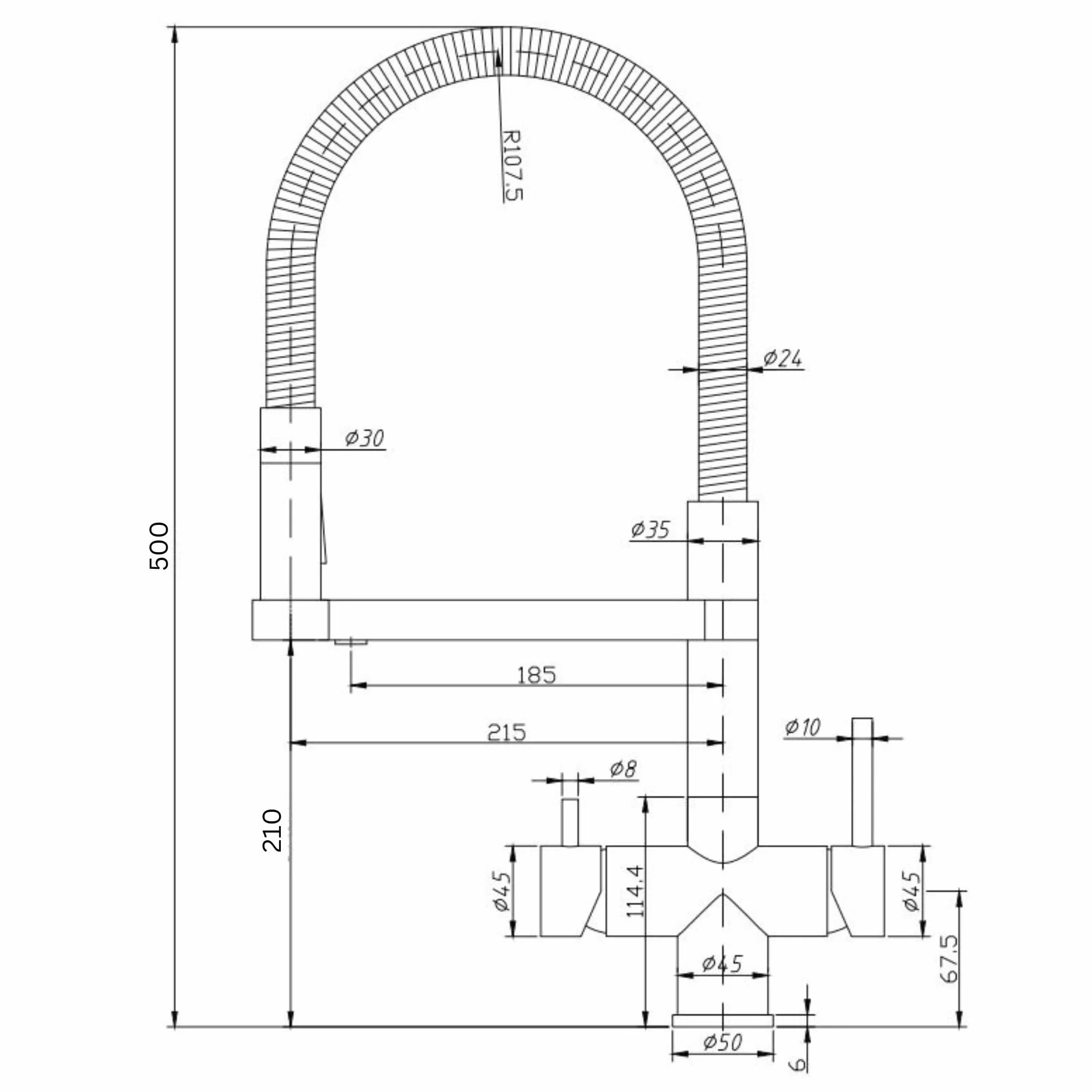 AORA® Statement INOX 3-drożny kran ze stali nierdzewnej | armatura kuchenna obracana o 360° z masywnej stali nierdzewnej 304 | armatura zlewozmywakowa do filtra wody, instalacji osmozy | kran z