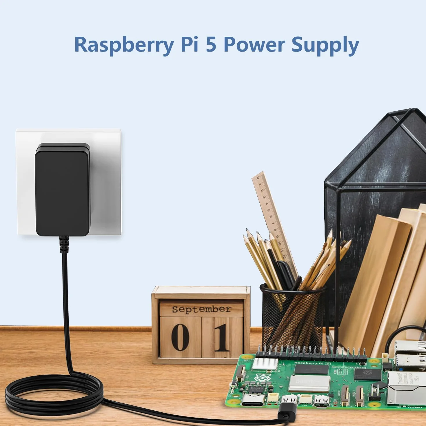5,1 V 5 A Raspberry Pi 5 zasilacz sieciowy 27 W USB C Power Supply, PD 27 W Power Adapter do Raspberry Pi 5 4 GB/8 GB