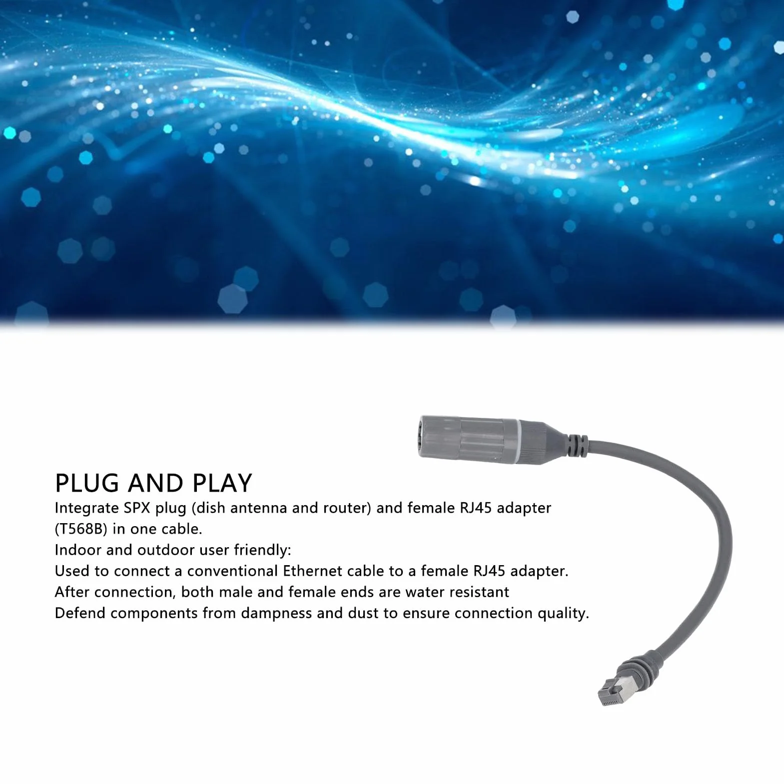Kabel SPX na RJ45 Adapter do Gen 3, Rectangular Satellite Gen3 V3 Zamienny Adapter do Kabla, Kabel RJ45 Adaptery Złącze żeńskie do Anteny Gen3