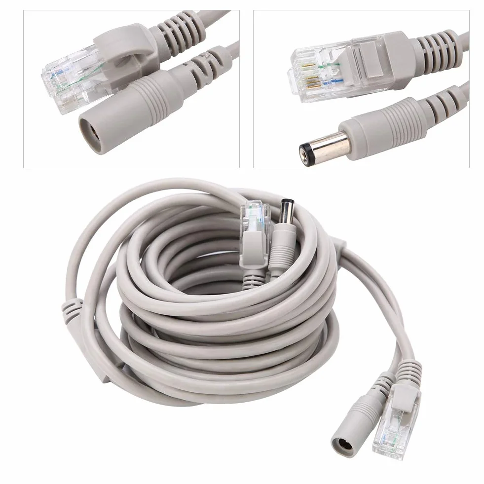 Kabel Ethernet CCTV RJ45+DC 5M Cat 5 10Mbps/100Mbps do monitoringu