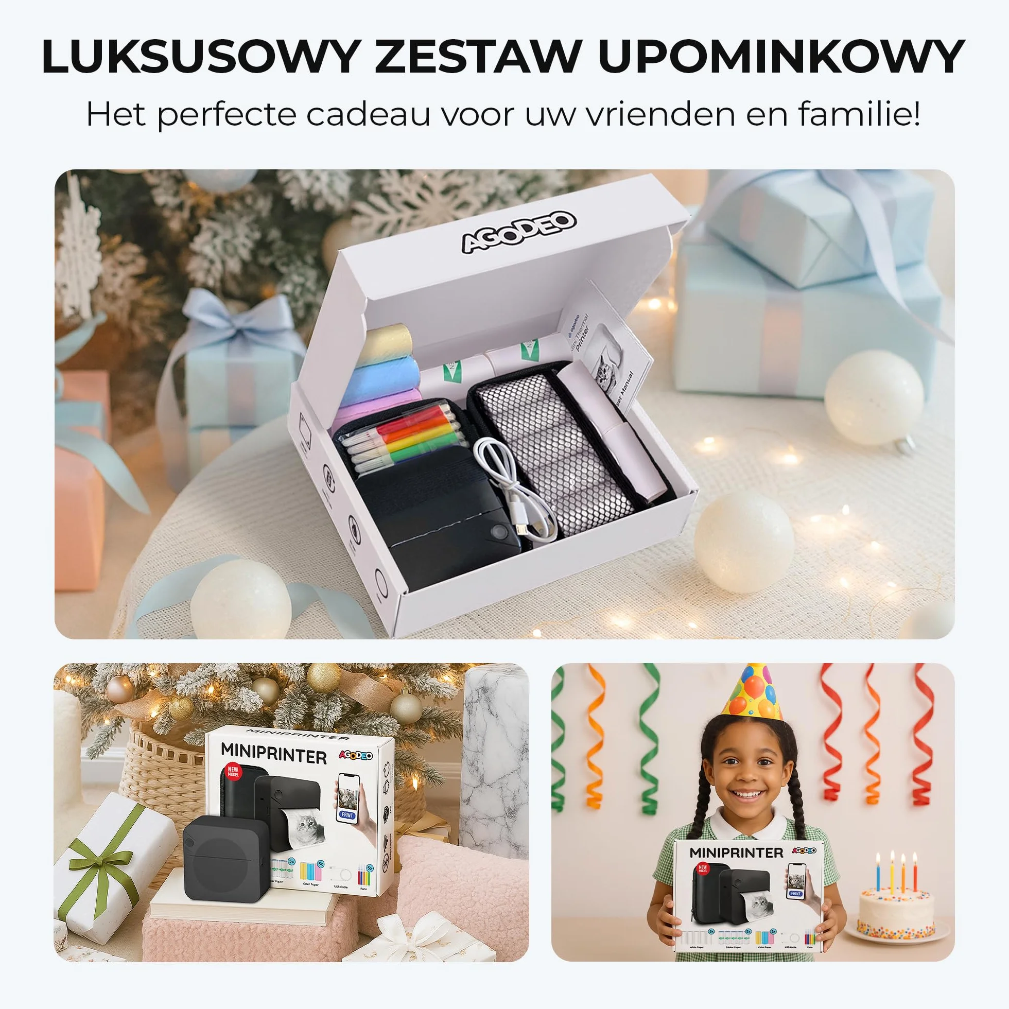 300 DPI Przenośna Mini Drukarka do Telefonu - Instant PrintPod - Bezatramentowa Drukarka Termiczna do Naklejek, Drukarka Bluetooth do Etykiet, Mini Drukarka do Zdjęć (Czarny)