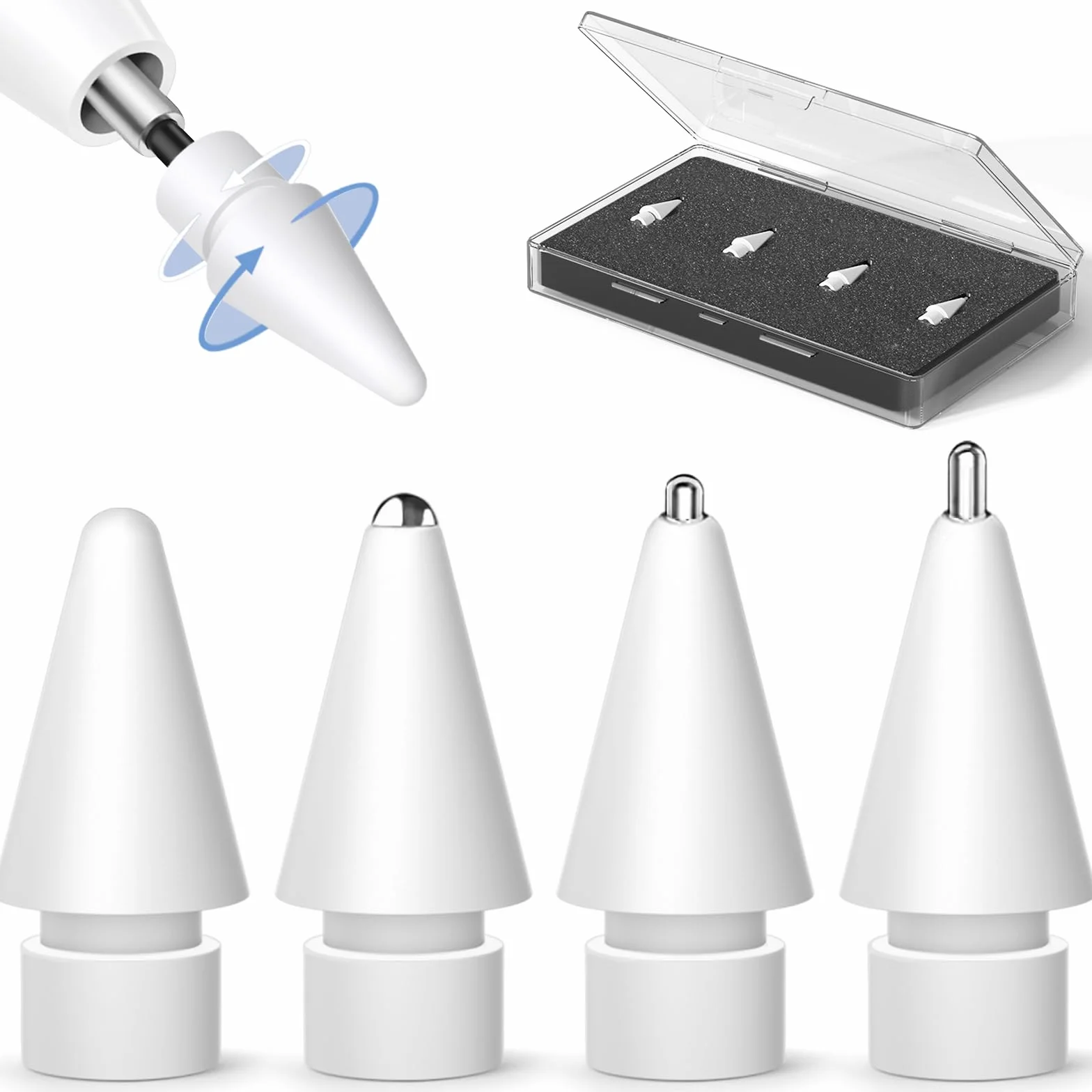 Inesore 4 końcówki zamienne Apple Pencil Pro USB-C 2. generacja 1. generacja
