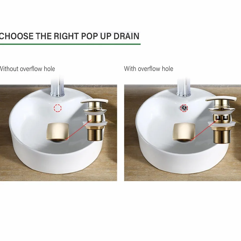 Pop-up Basin, Złoty czarno-biały mosiężny zlewozmywak z odpływem typu pop-up kwadratowy łatwy do czyszczenia kuchnia hydraulika łazienka akcesoria