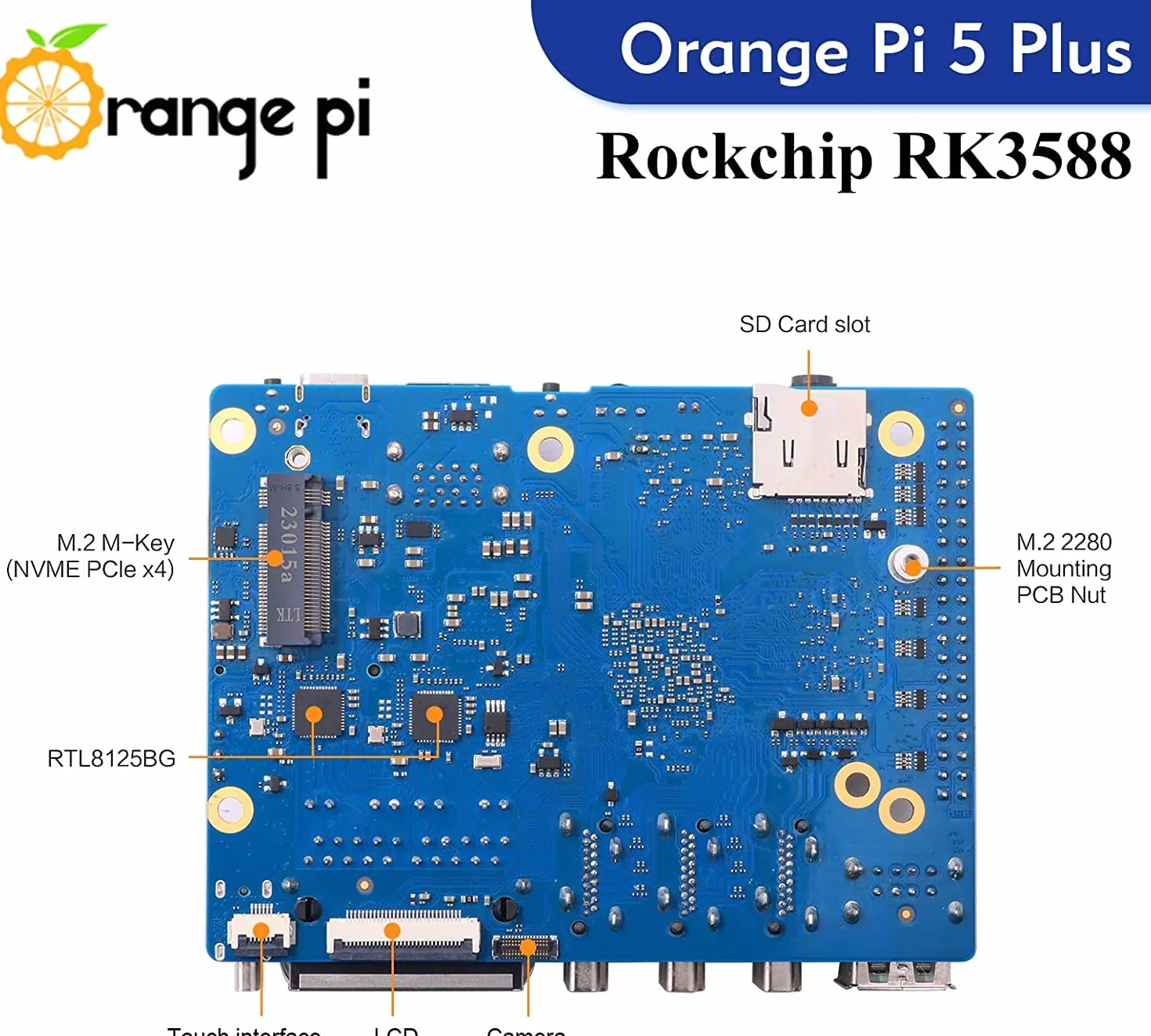 Orange Pi 5 Plus 16 GB LPDDR4 Rockchip RK3588 8-rdzeniowy komputer z eMMC metalowa obudowa