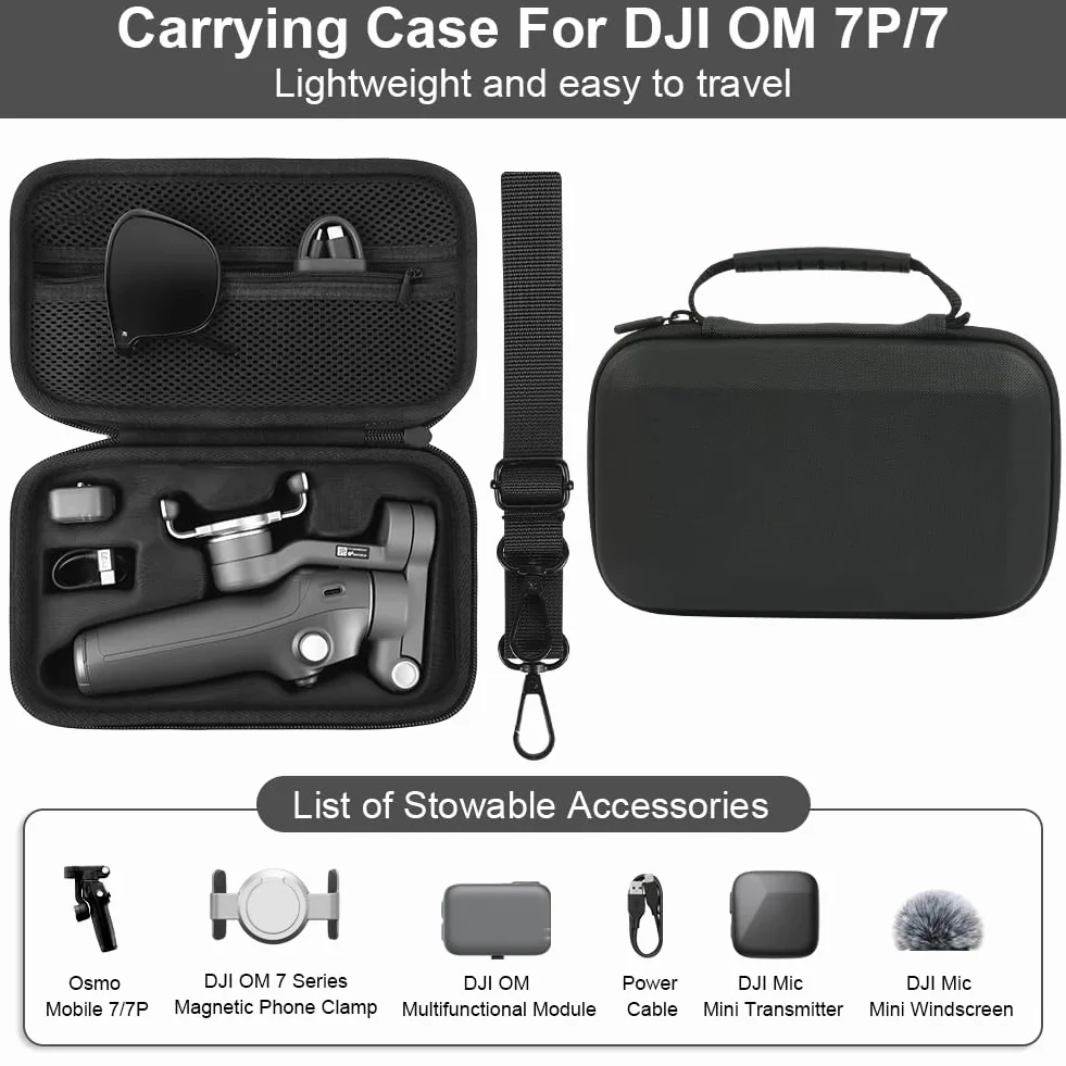 HOTUT Osmo Mobile 7 Case, kompaktowa torba EVA do DJI Osmo Mobile 7P/7 Gimbal, czarna