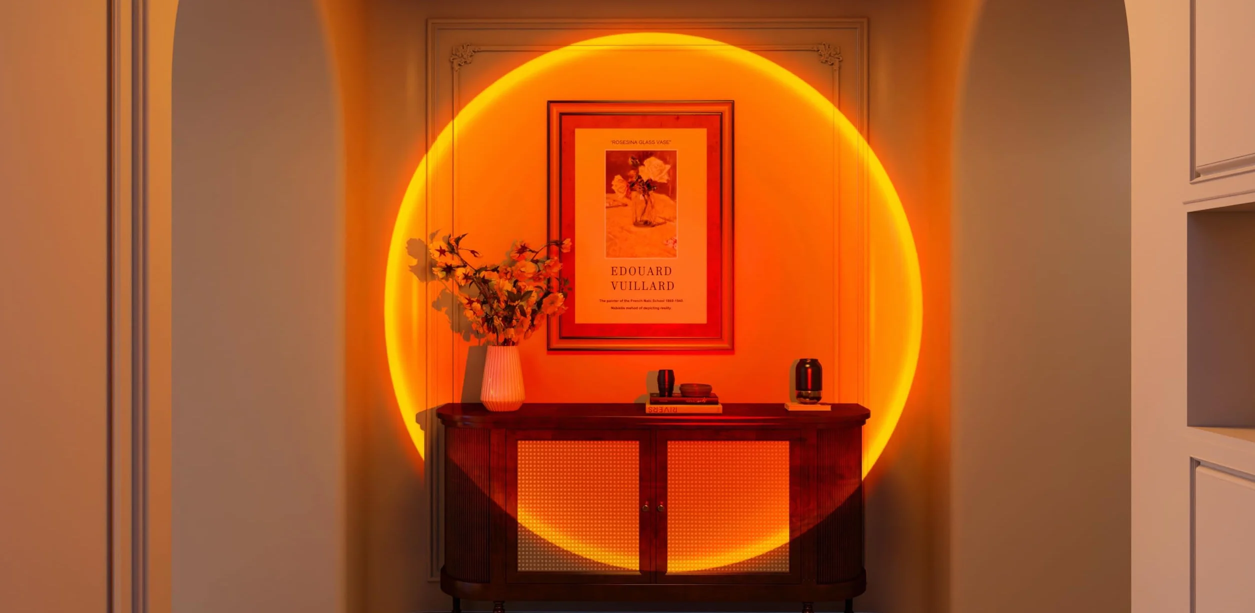 QUIGO Sunset Lamp Sonnenuntergang Lampe Led Licht Nachtlicht mit Smart App Control für Selfie Lampe Beleuchtung Schlafzimmer Wohnzimmer Party Lampe Schlafzimmer Aesthetic Room Decor…