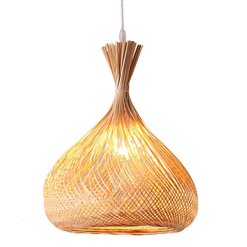 Lampa Wisząca Z Bambusowym Koszem Lampa Wisząca W Stylu Boho Naturalne Żyrandole W Kształcie Kopuły, Tkane Światło Oświetlenie Wewnętrzne Z Regulowanym Przewodem Do Jadalni, Wyspy Kuchennej,