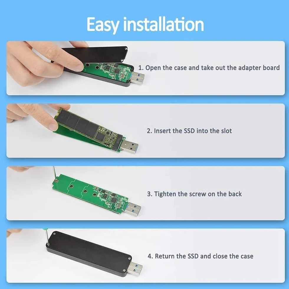 USB 3.0 UASP na SATA NGFF M.2 2230/2242/2260/2280 Key B lub adapter B&M SSD SuperSpeed, bezprzewodowa obudowa zewnętrzna do Samsung 850 EVO, DREVO Crucial Solid State Drive & More, czarny