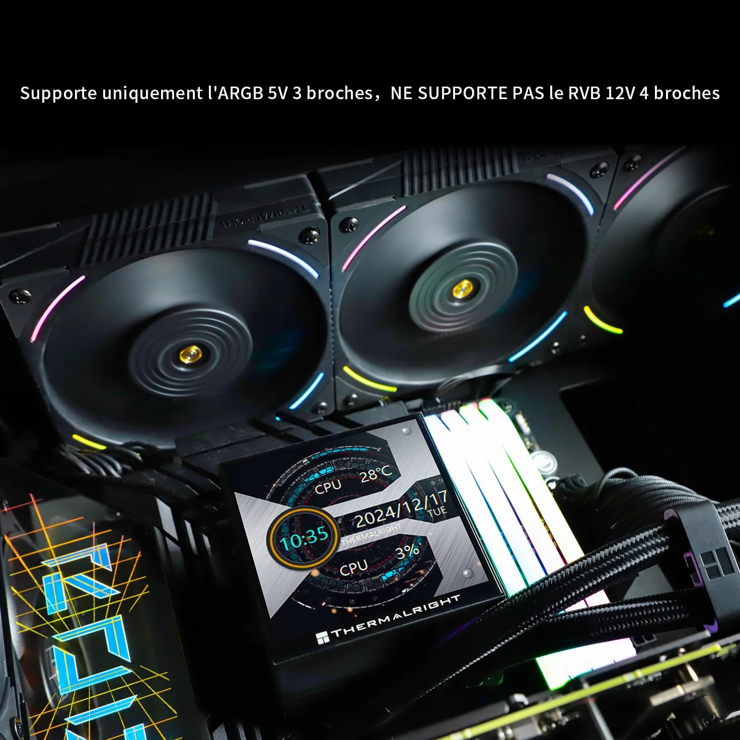 Thermalright Hyper Vision 360 ARGB Black chłodzenie cieczą CPU AIO ekran IPS LCD 480×480 LGA1851/1700 AM5 3,95 cala