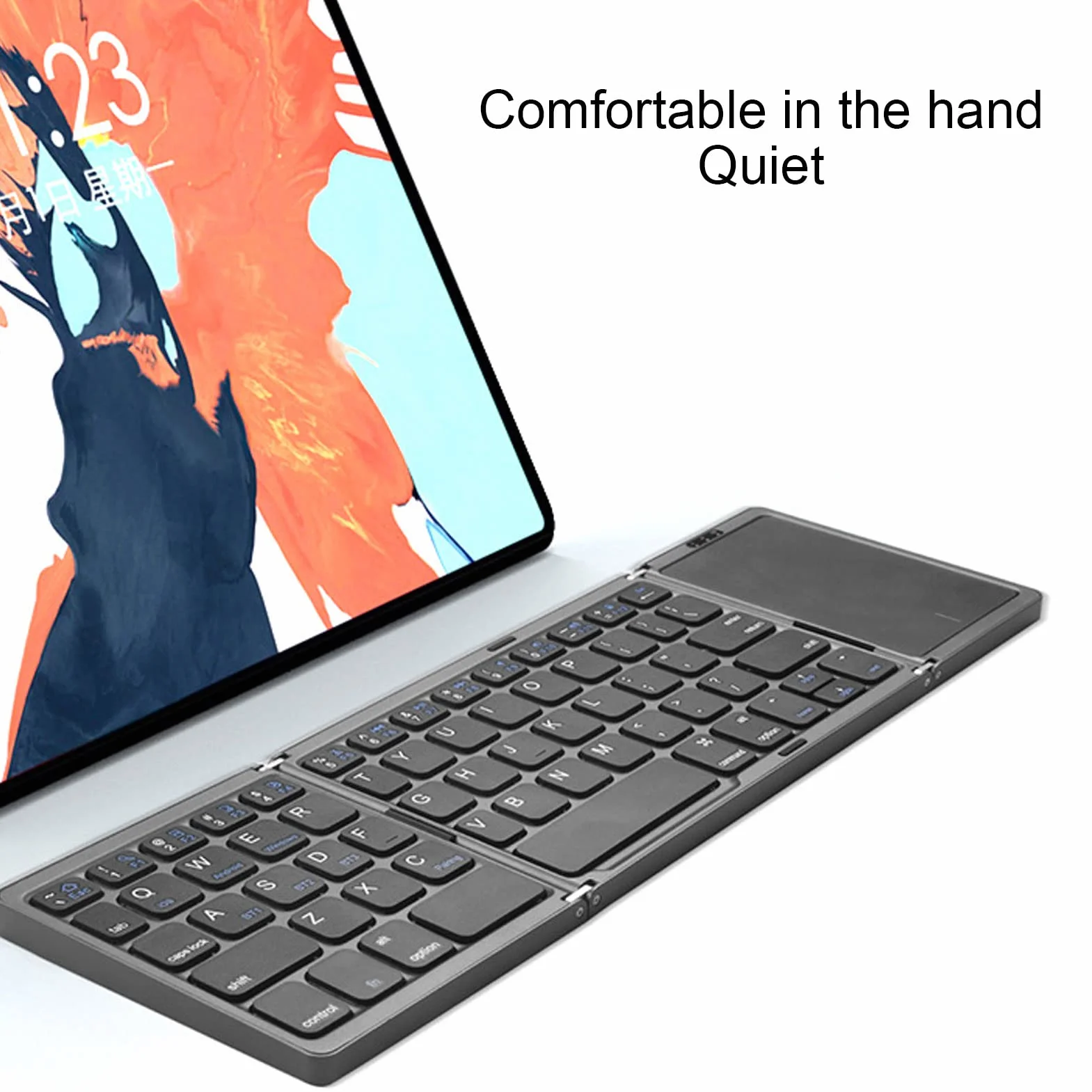 Składana Mini Klawiatura Bezprzewodowa Bluetooth z Touchpadem, Obsługa 3 Urządzeń, Ładowana