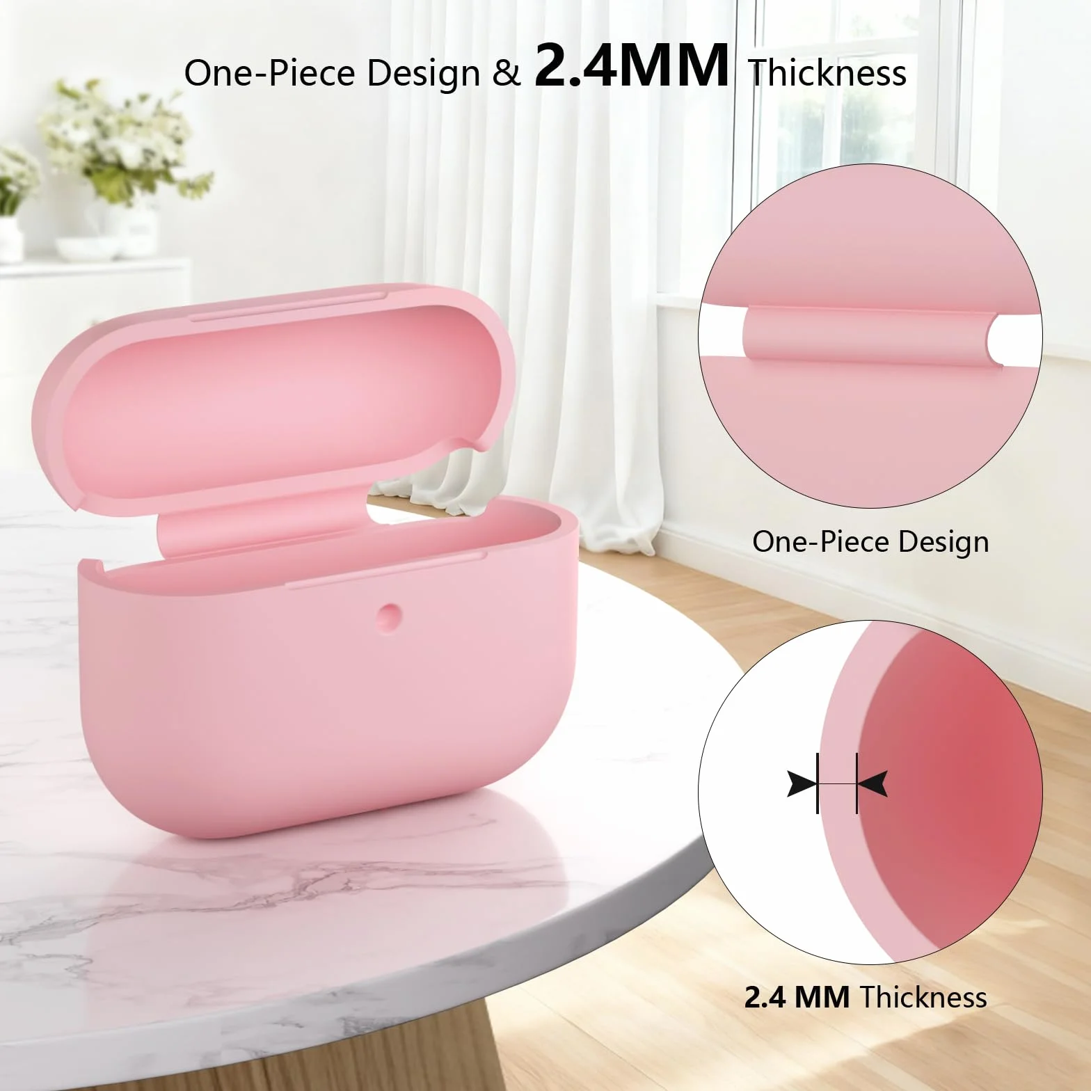 Etui ochronne do AirPods Pro 3 generacji, silikonowe z paskiem, różowe