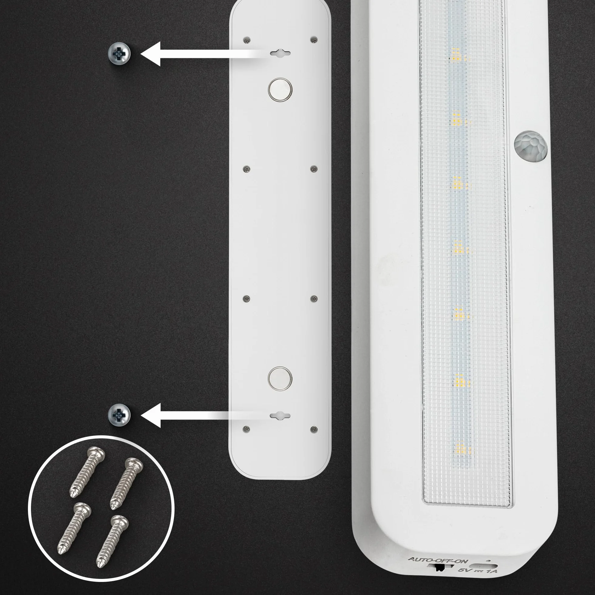 BRILONER - Lampa podszafkowa LED z czujnikiem ruchu, akumulatorem, neutralnym światłem i samoprzylepnym montażem, oświetlenie podszafkowe kuchenne oraz lampa LED pod meble, 30,5 x 6,5 x 2 cm, biała