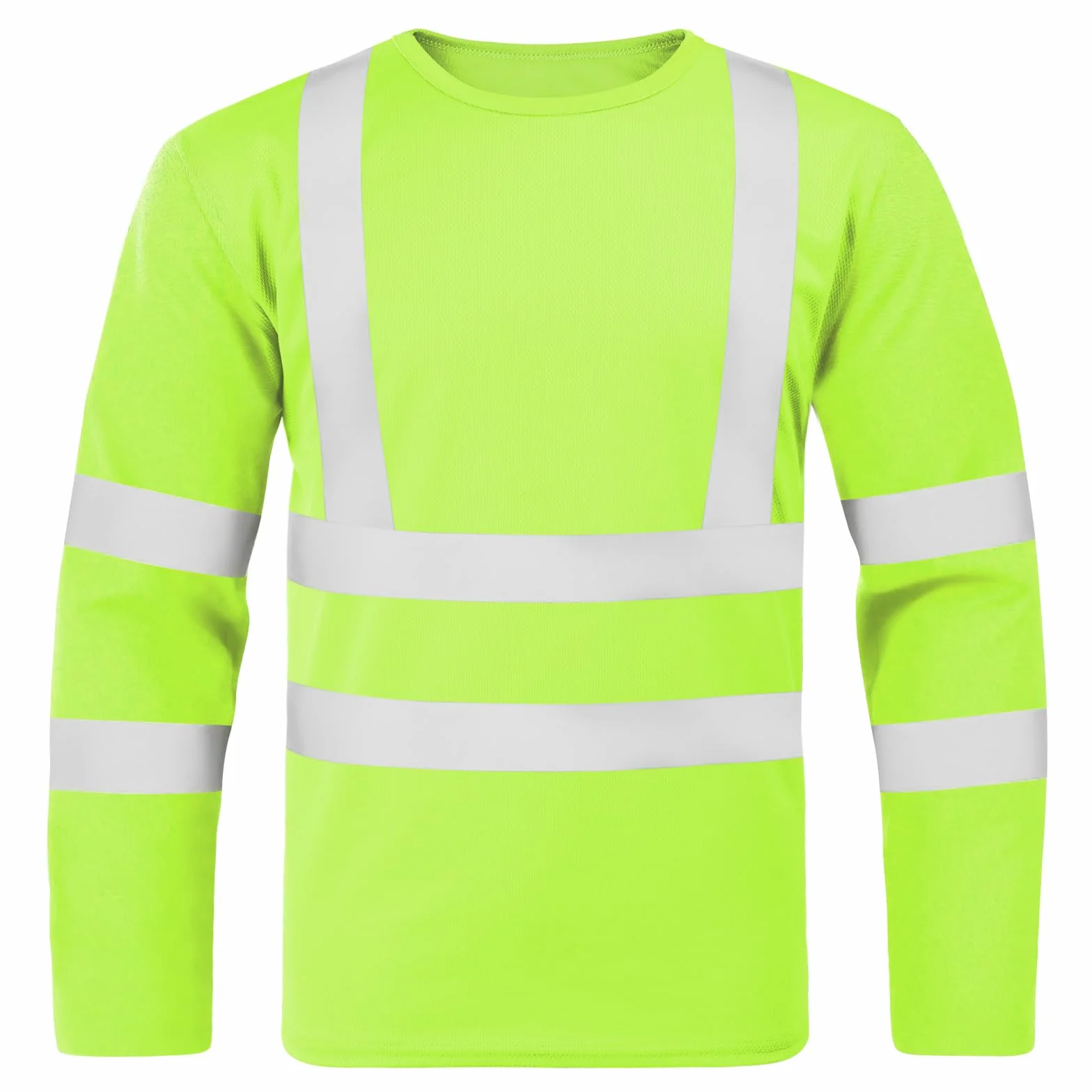 Koszulka z długim rękawem Hi Vis dla mężczyzn, męska bluza z okrągłym dekoltem, odblaskowa taśma zabezpieczająca okrągły dekolt, lekka odzież robocza i bezpieczna odzież robocza, sweter