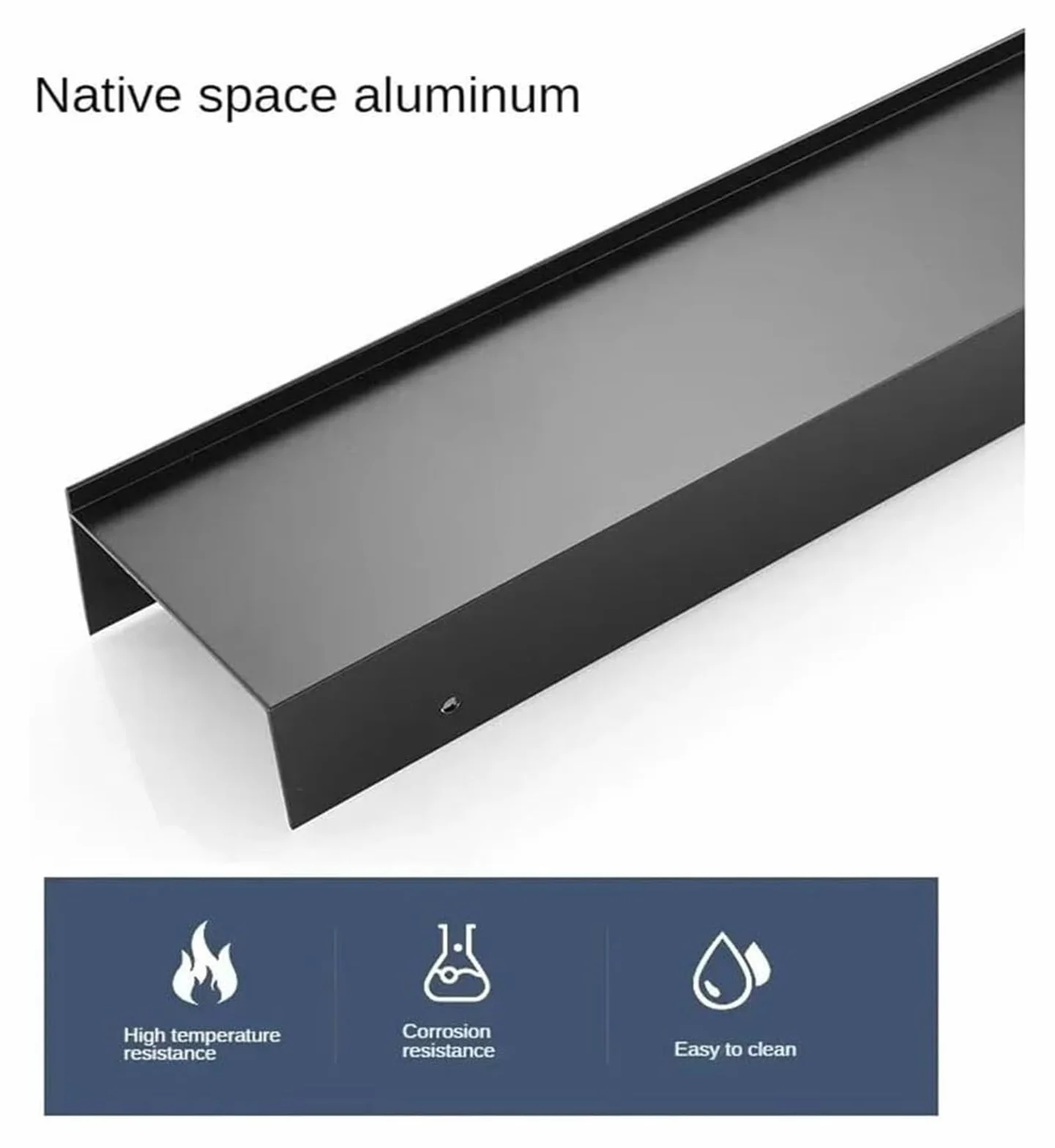 Półki prysznicowe, Półka ścienna do łazienki, Półka prysznicowa aluminiowa bez wiercenia, Nowoczesny minimalizm, Matowy stojak prysznicowy do łazienki i kuchni(Black,60CM)