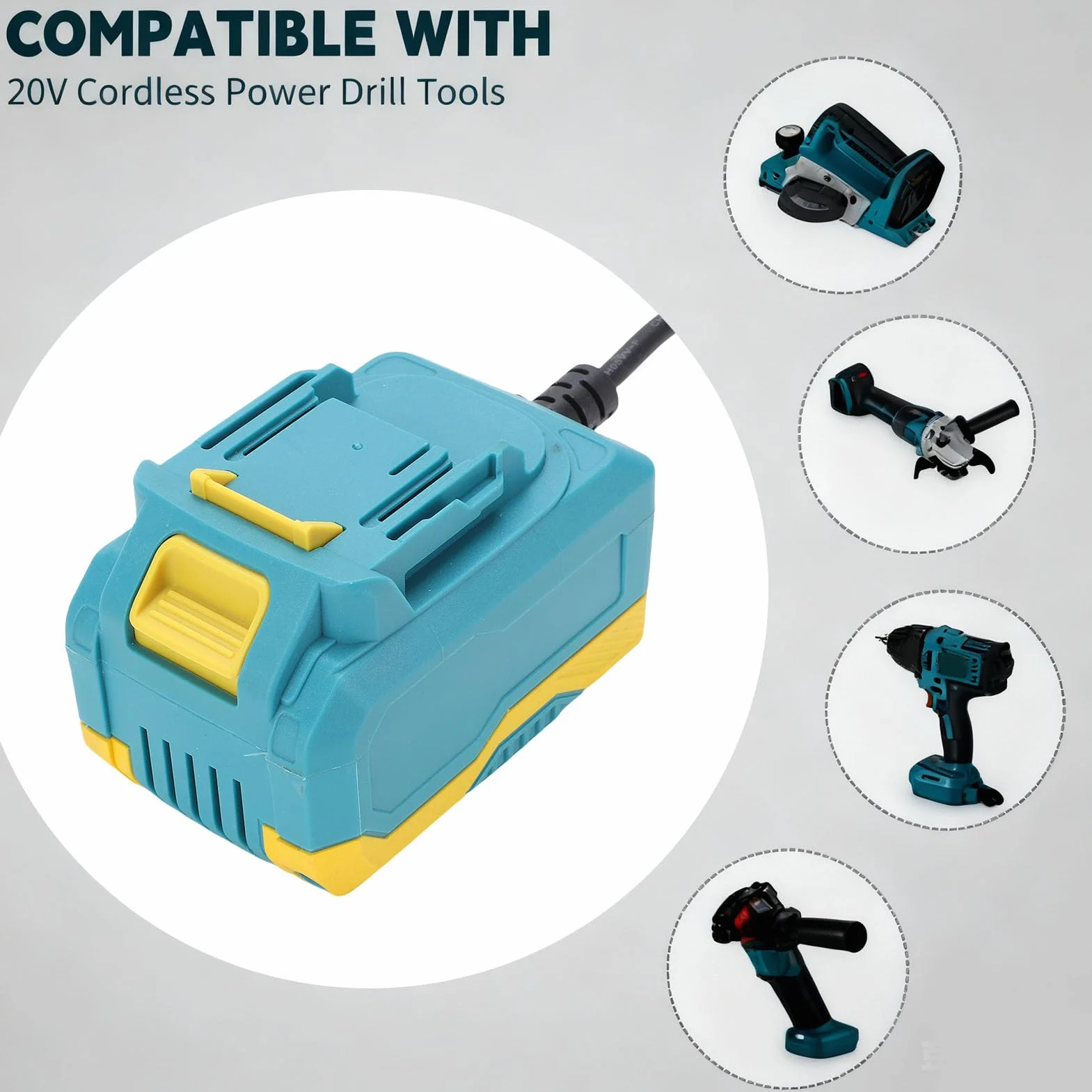 Eujgoov Adapter Konwertera Zasilania 220 V AC na DC 20 V do Akumulatora Litowo-jonowego Elektronarzędzie Bezprzewodowe Przetwornica AC DC do Bezprzewodowych Elektronarzędzi