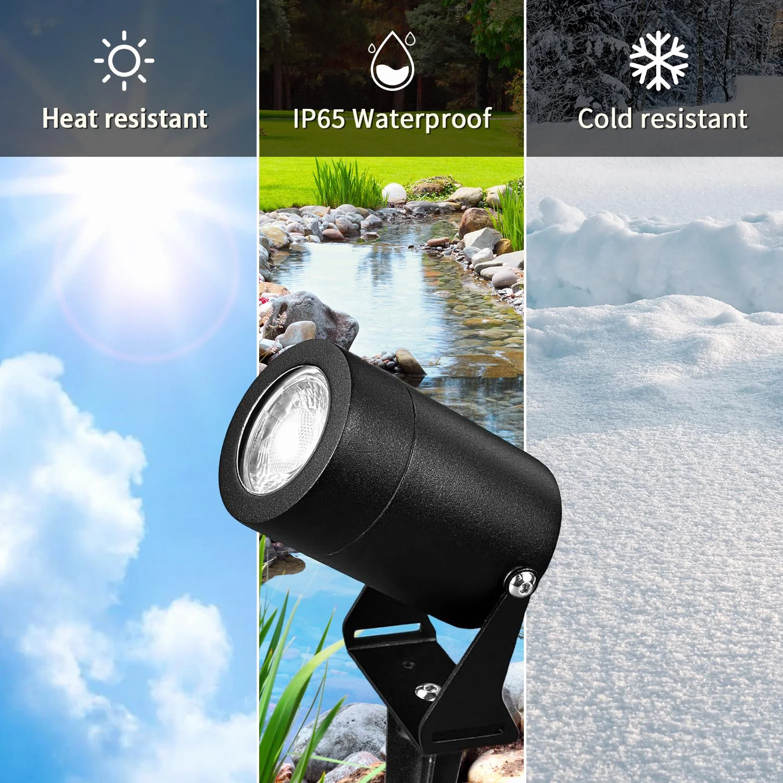 JNR Reflektor ogrodowy LED ze stali nierdzewnej z ostrzem do wbijania w ziemię, wodoszczelność IP65, lampa ogrodowa z żarówką 5 W, GU10 3000 K, kabel 2 m, bez wtyczki, oświetlenie ogrodowe na zewnątrz