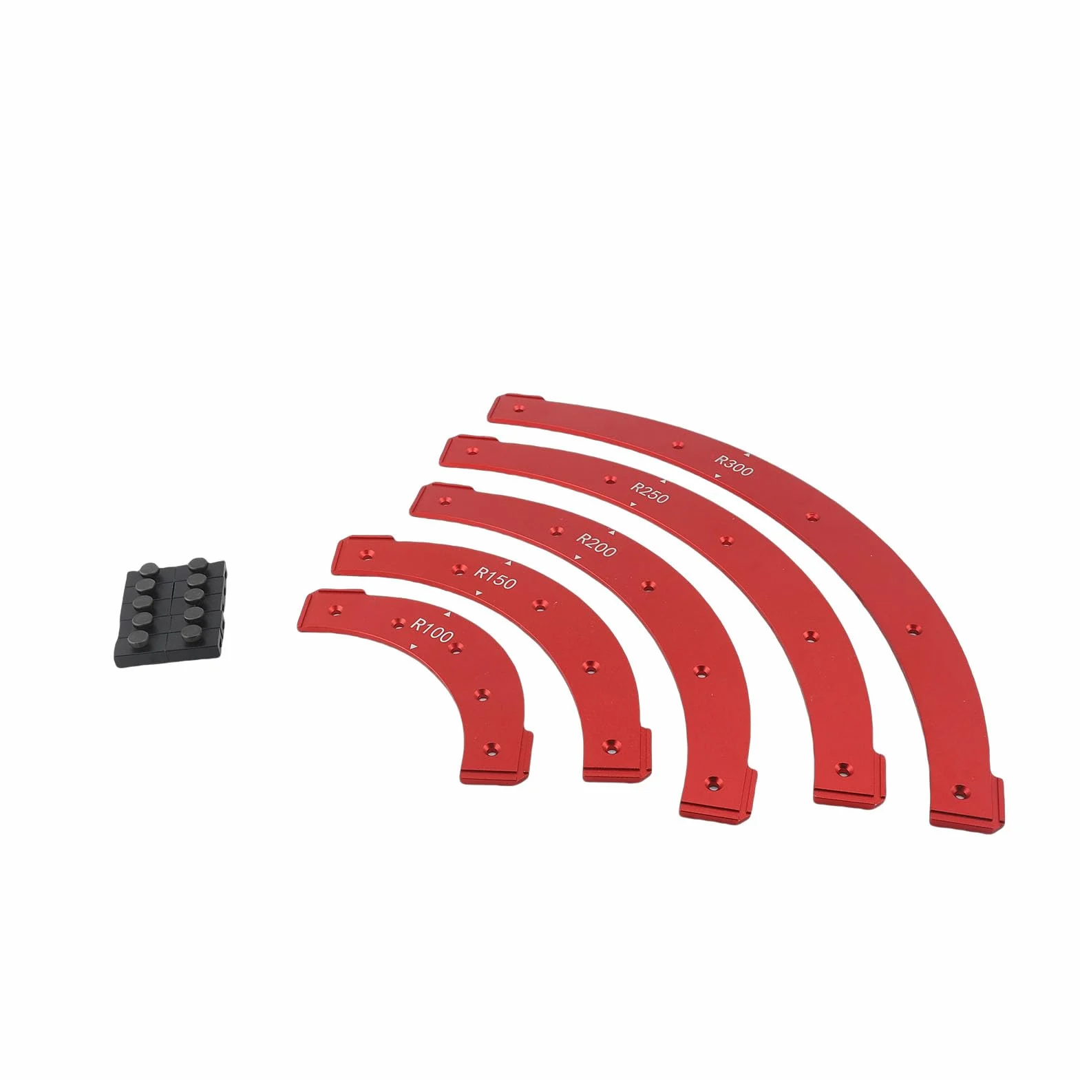 Naroote Zestaw Szablonów do Promieni Narożników Routera, Przyrząd do Frezowania ze Stopu Aluminium R100-150-200-250-300, Regulowany Szablon Prowadzący z Wewnętrznymi Krawędziami Zewnętrznymi,