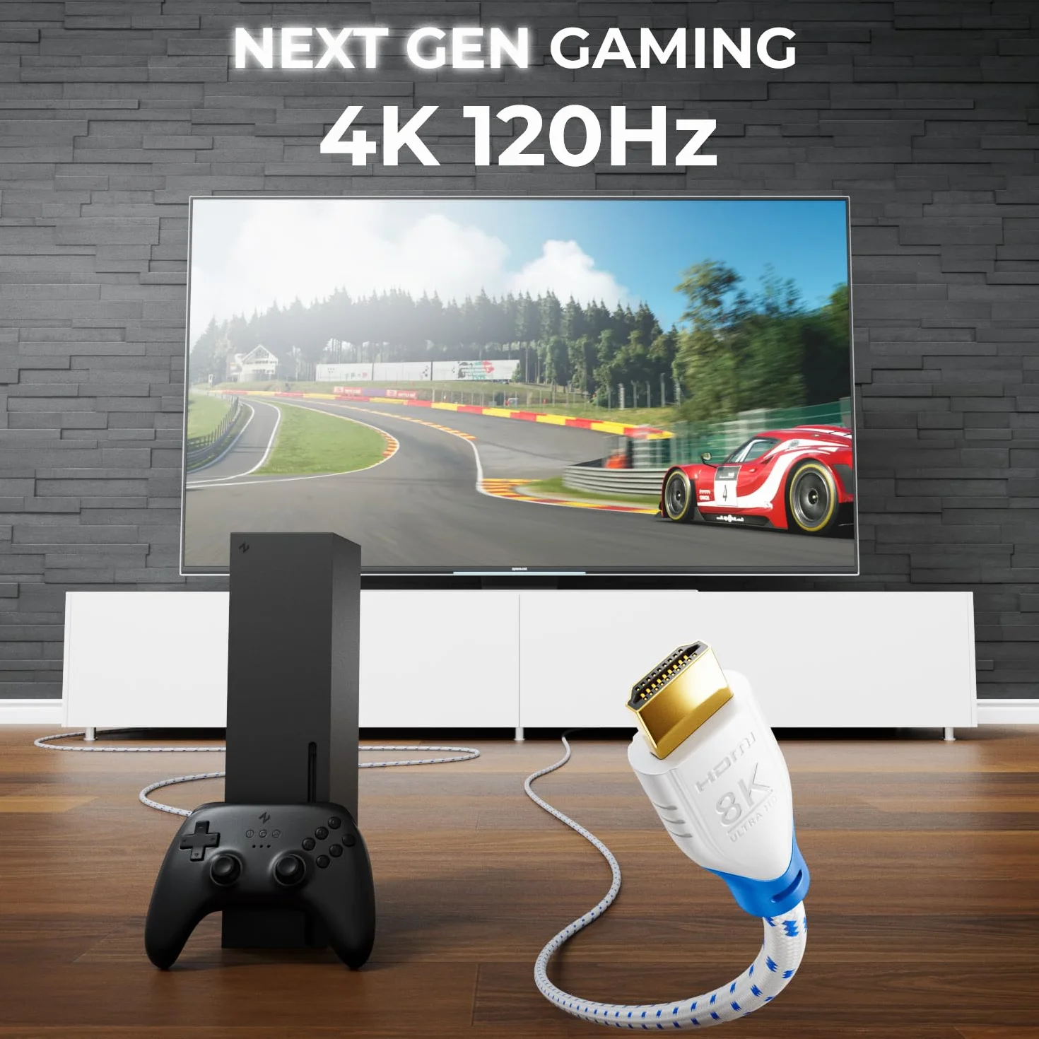 deleyCON 8K HDMI 2.1 Krótki Kabel 0,5m 48G ULTRA Highspeed 8K@60Hz 4K@120Hz Biały