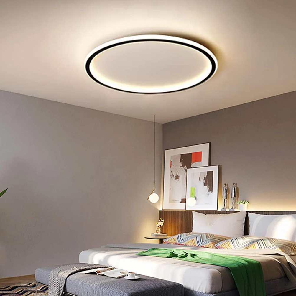 Lampa sufitowa LED, nowoczesna, minimalistyczna, ultra cienka, okrągła lampa sufitowa, metalowa, akrylowa, ściemniana, z pilotem zdalnego sterowania, oświetlenie sufitowe, do sypialni, salonu,
