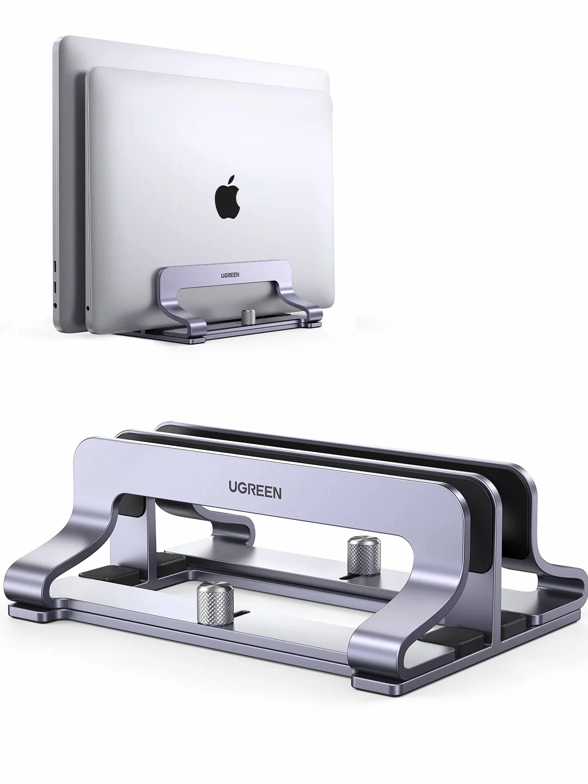 UGREEN Double Vertical Laptop Stand Aluminium Vertical MacBook Stand Space Saving Holder dla MacBook Pro/Air, iPad, Huawei, Surface, Dell, HP, Lenovo i innych.
