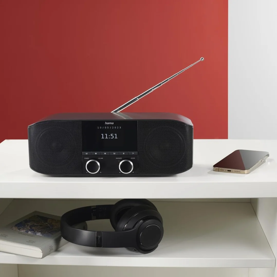 Hama DAB Plus Radio Kuchenne Bluetooth DR1410BT Cyfrowe Stereo Budzik AUX 3,5 mm FM Kolorowy Wyświetlacz Czarny