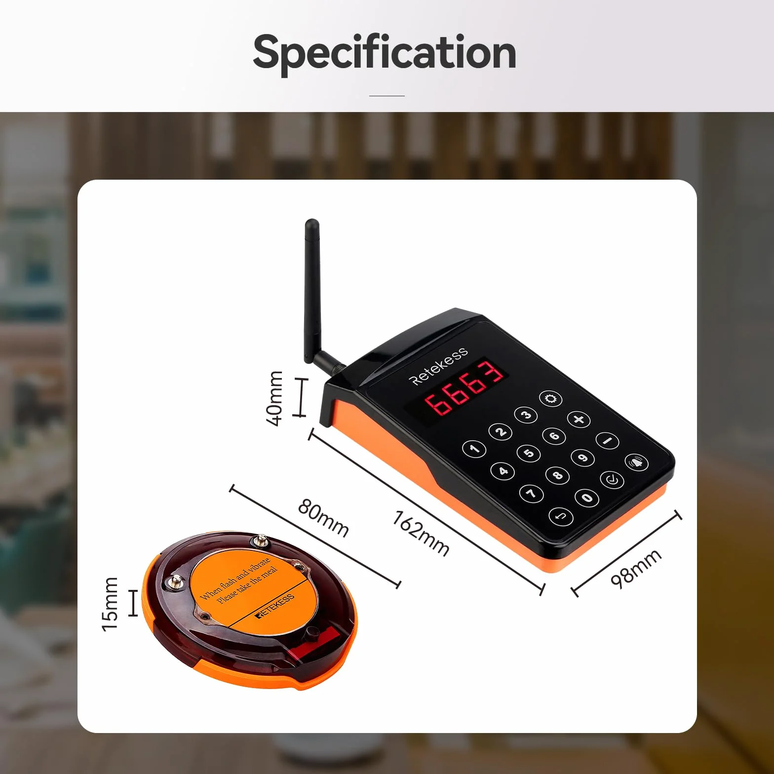 Retekess TD156 Bezprzewodowy System Przywoławczy, 10 Pager, 800M Zasięg, IP66 Wodoodporny