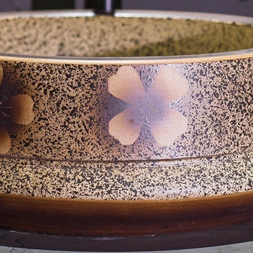 Szafka Pod Umywalkę Z Umywalką, Umywalka Łazienkowa, Umywalka Nablatowa, Brązowa Okrągła, Porcelanowa, Ceramiczna, Umywalka Nablatowa, Umywalka Nablatowa