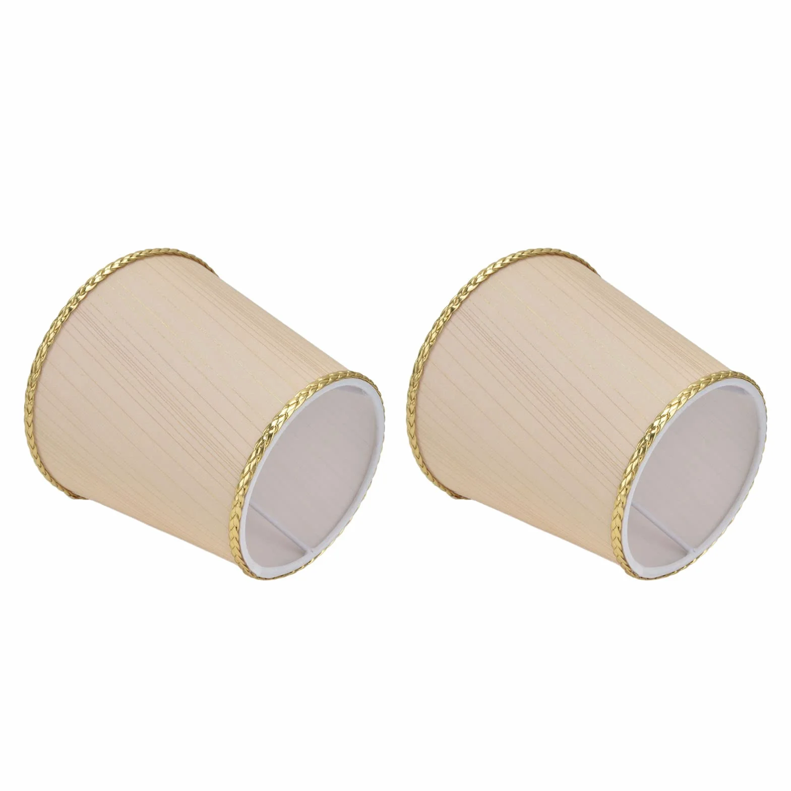 Mały Abażur, Materiałowy Abażur do Lampy Stołowej/podłogowej Mały Abażur Materiałowy Beżowy Abażur ze złotą krawędzią do Lampy Stołowej E14, Lampy Podłogowe