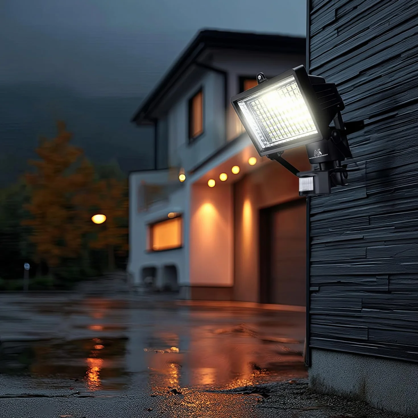 Maclean Energy MCE442 Solarny Halogen Naświetlacz LED Energooszczędny Z Czujnikiem Ruchu 6W, 360lm, Barawa Światła 6000K Zimna Biała, Akumulator Li-ion 2400 mAh 5,5V DC, Stopień Ochrony IP44