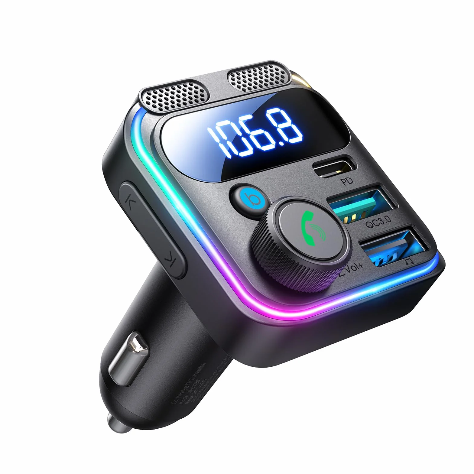 JOYROOM Samochodowy nadajnik FM Bluetooth 5.4 81 W, stereo basowe i HiFi: 【45 W PD i 36 W QC 3.0】 Samochodowy adapter Bluetooth, zestaw głośnomówiący i podwójny mikrofon, Bluetooth i dysk U