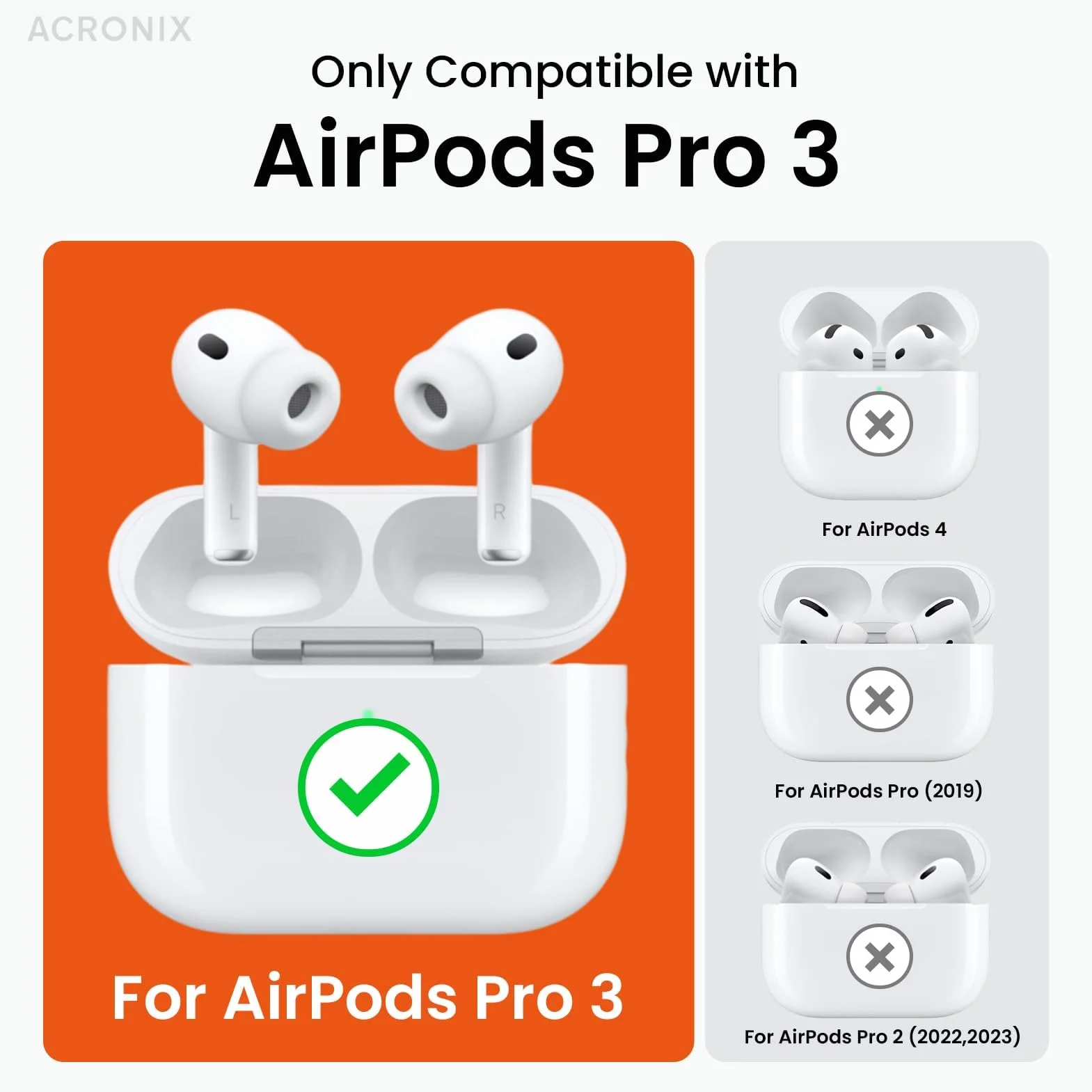 ACRONIX Etui ochronne TPU AirPods Pro 3 (2025) przezroczyste odporne na wstrząsy z klipsem