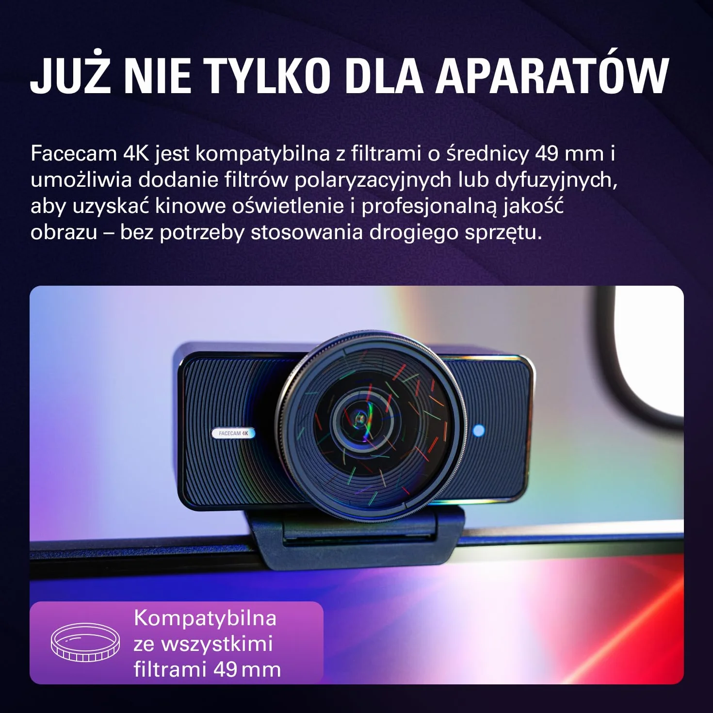 Elgato Facecam 4K - studyjna kamera internetowa 4K60, HDR, USB-C do PC i Mac