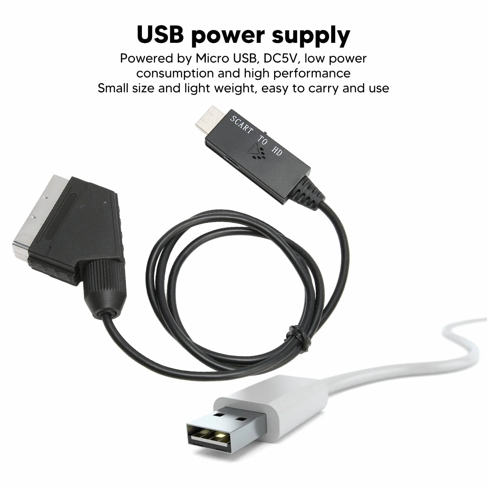 Kabel Konwertera SCART na HDMI, HD 1080P SCART na HD Multimedialny Adapter Interfejsu do Telewizora, Dźwięk Wideo DC 5V