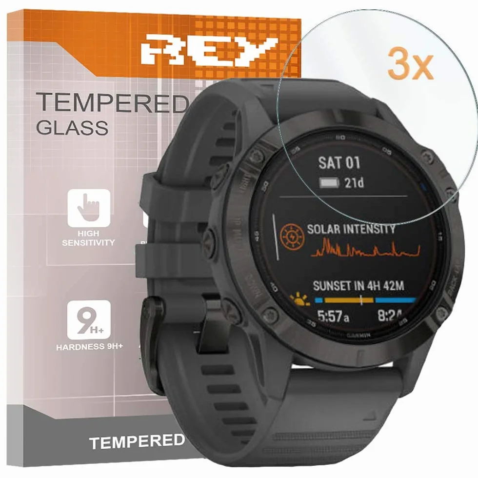 (3 sztuki) Folia Ochronna ze szkła pancernego do Garmin Fenix 6 - Garmin Fenix 6 PRO 47mm, szkło hartowane folia ochronna