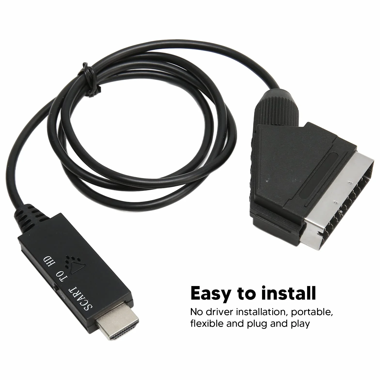 Kabel Konwertera SCART na HDMI, HD 1080P SCART na HD Multimedialny Adapter Interfejsu do Telewizora, Dźwięk Wideo DC 5V