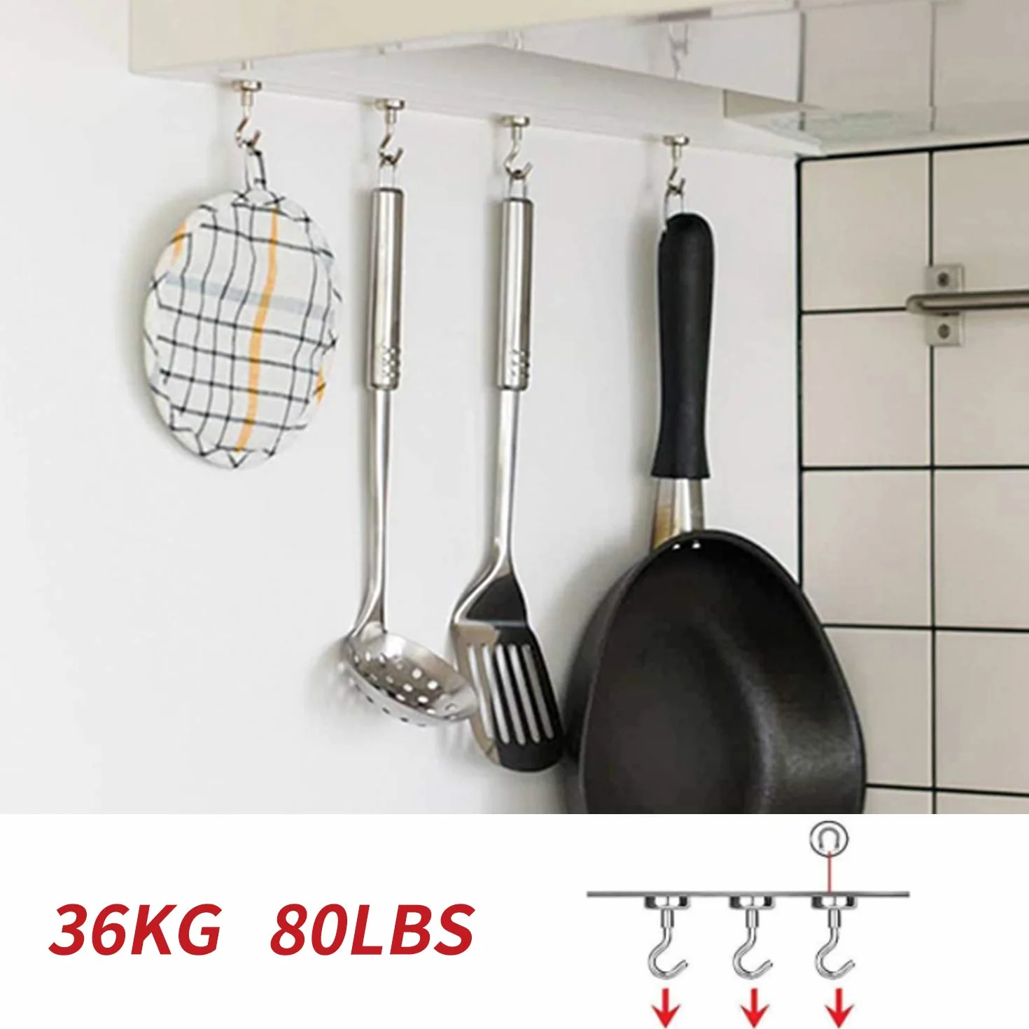 Haczyki magnetyczne, wytrzymałe haczyki neodymowe o wytrzymałości 36,3 kg, do lodówki i kuchni, średnica 32 mm, idealne do organizowania i zawieszania (zestaw 8 szt.)
