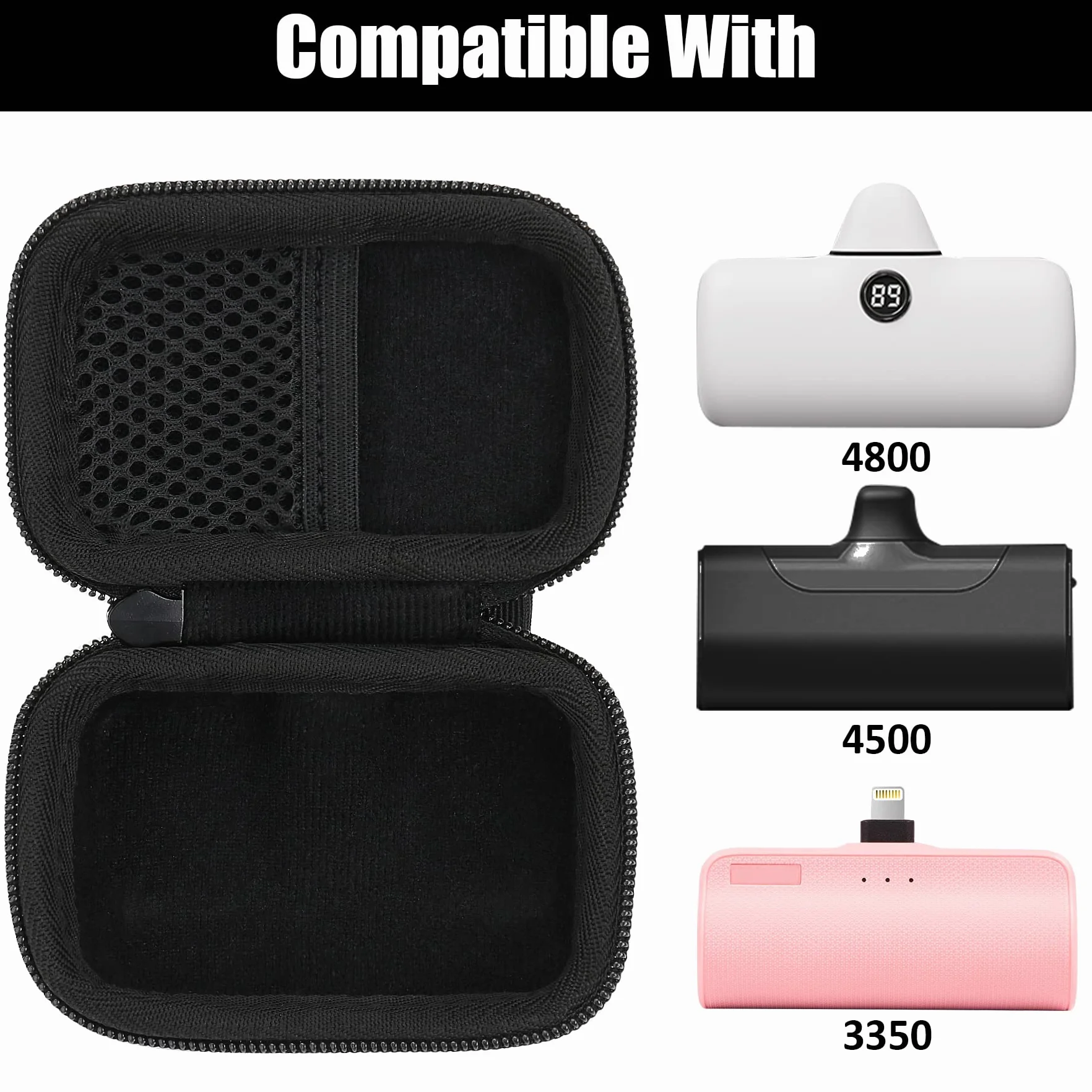 Khanka Twarde etui podróżne do iWALK 4800/4500/3350 mAh powerbanku i kabla, czarne