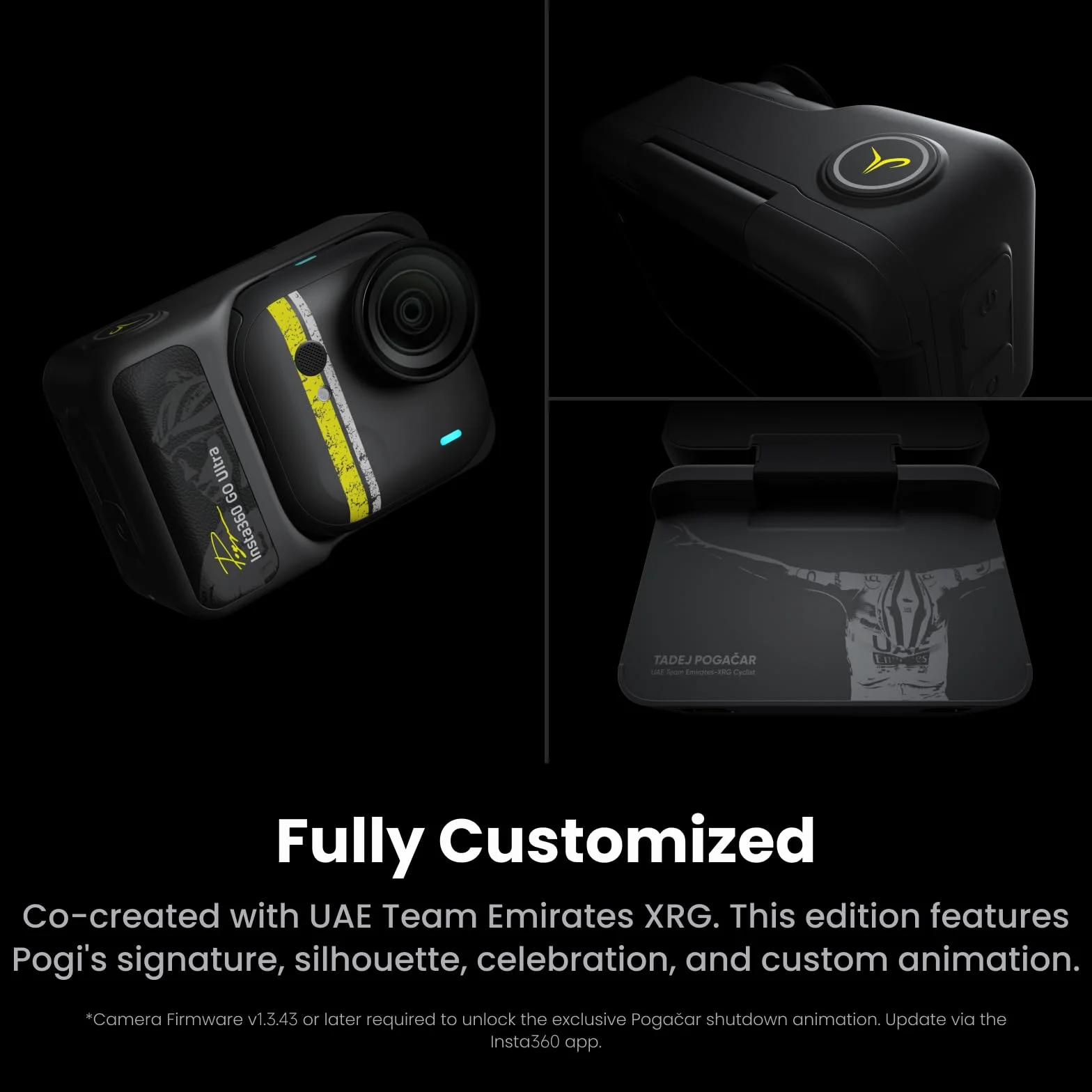 Insta360 GO Ultra Edycja Tadej Pogačar Mała kamera do vloggingu 4K, bez rąk, POV, 1/1,28", 53 g, 156°, 200 min, magnetyczna