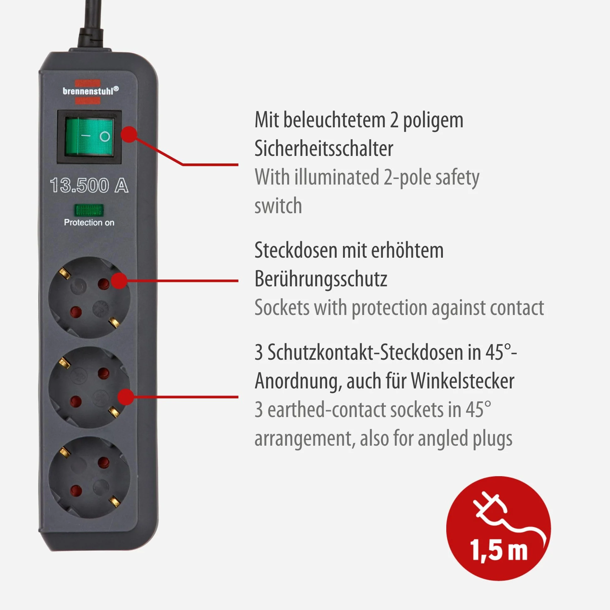 Brennenstuhl Eco-Line - Überspannungsschutz - 3 Ausgangsstecker