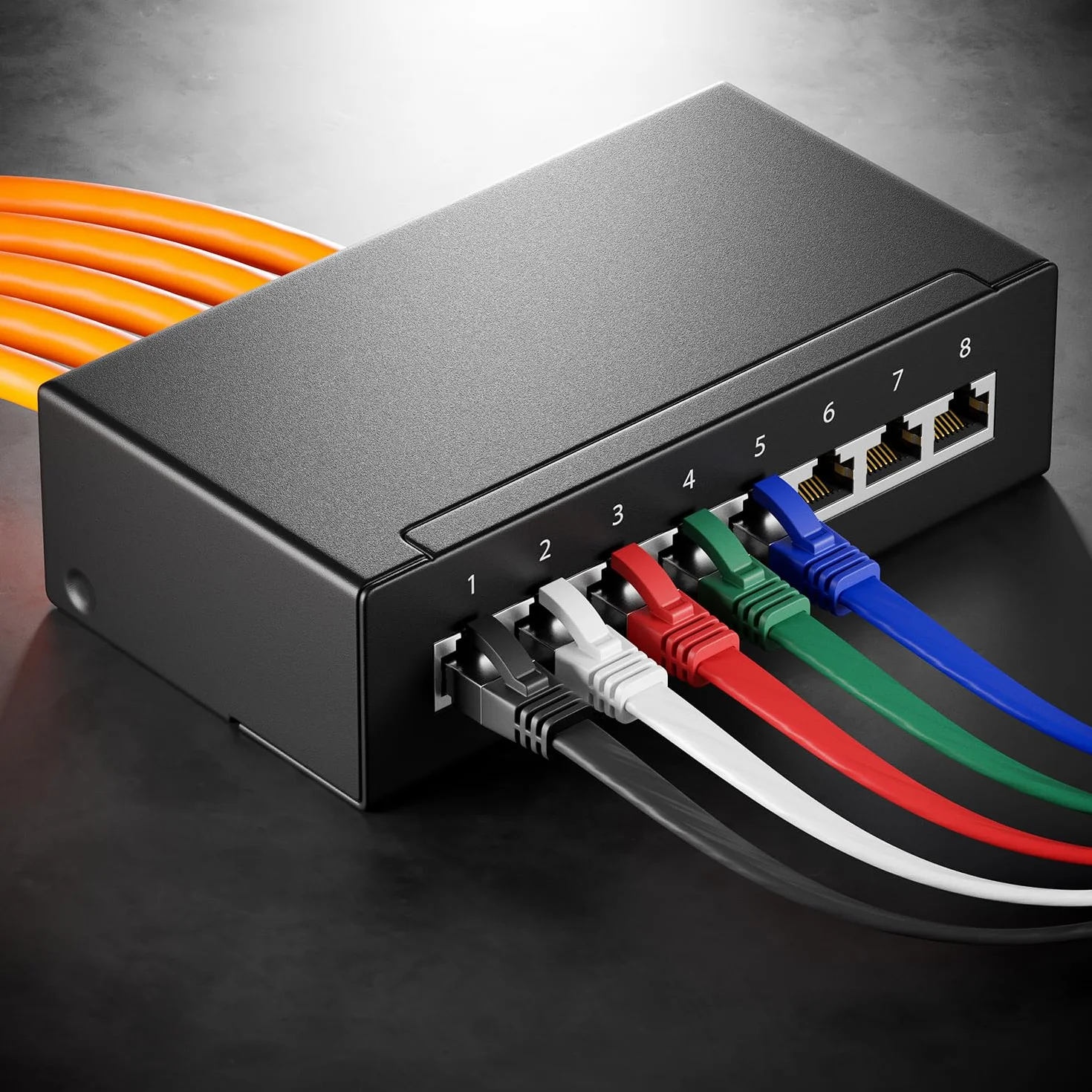 deleyCON 5x 2m CAT 8 Kabel Sieciowy Płaski 40 Gbit/s Miedź Gigabit Ethernet LAN RJ45